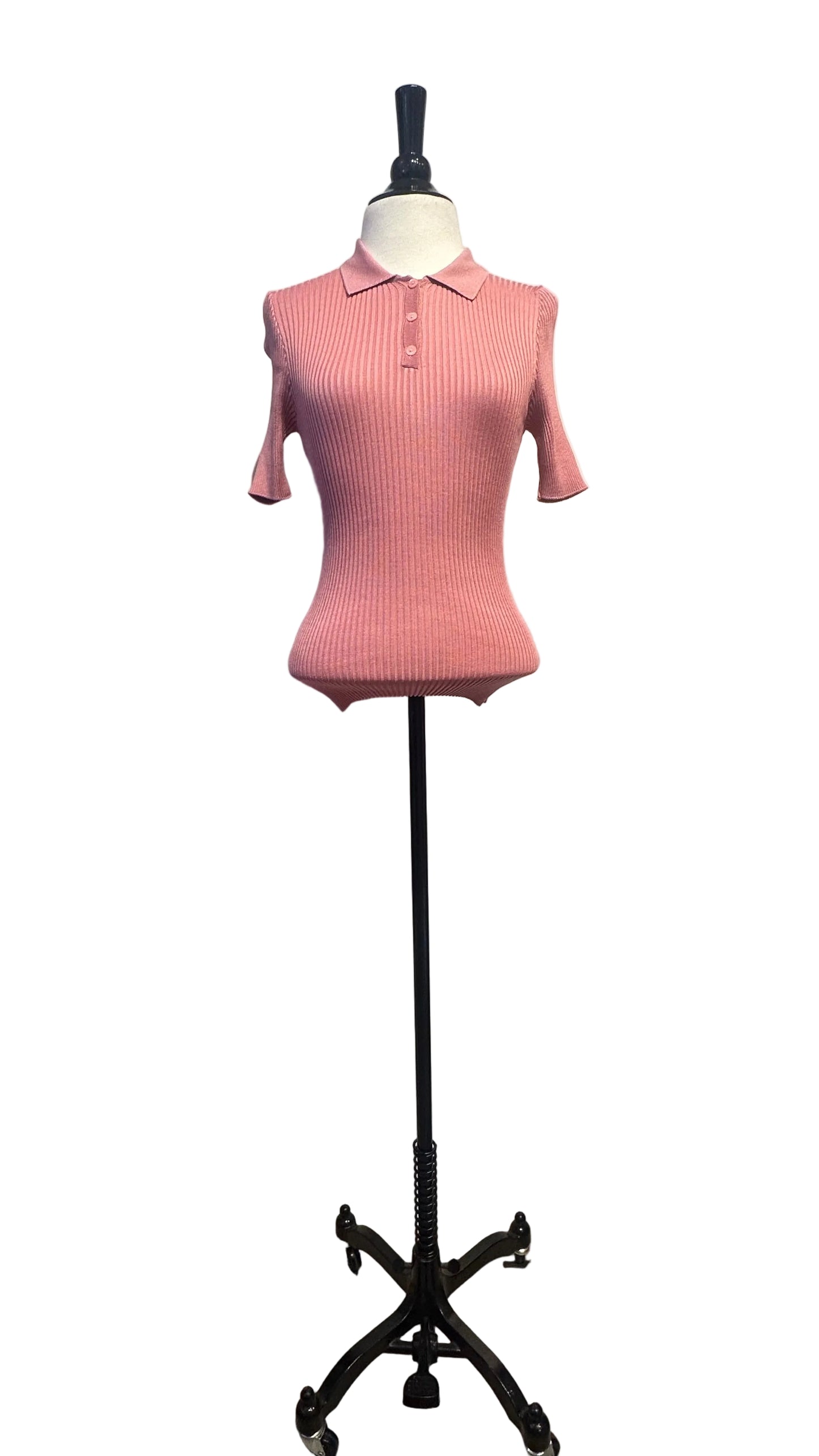 DOLCE & GABBANA - Pink Collared Knit Top - 40