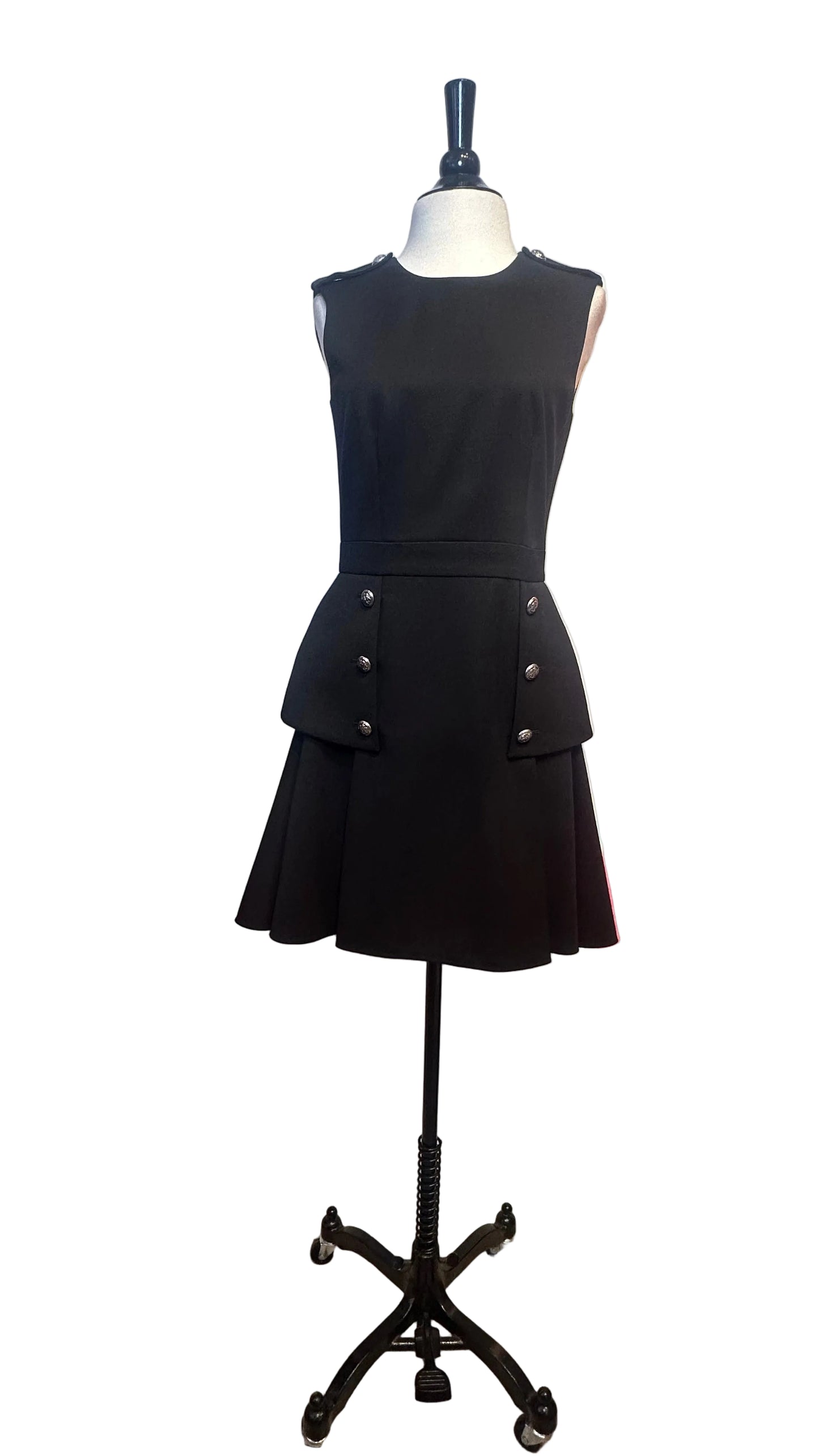 Alexander McQueen - Black Sleeveless Dress with Silver Buttons - 40