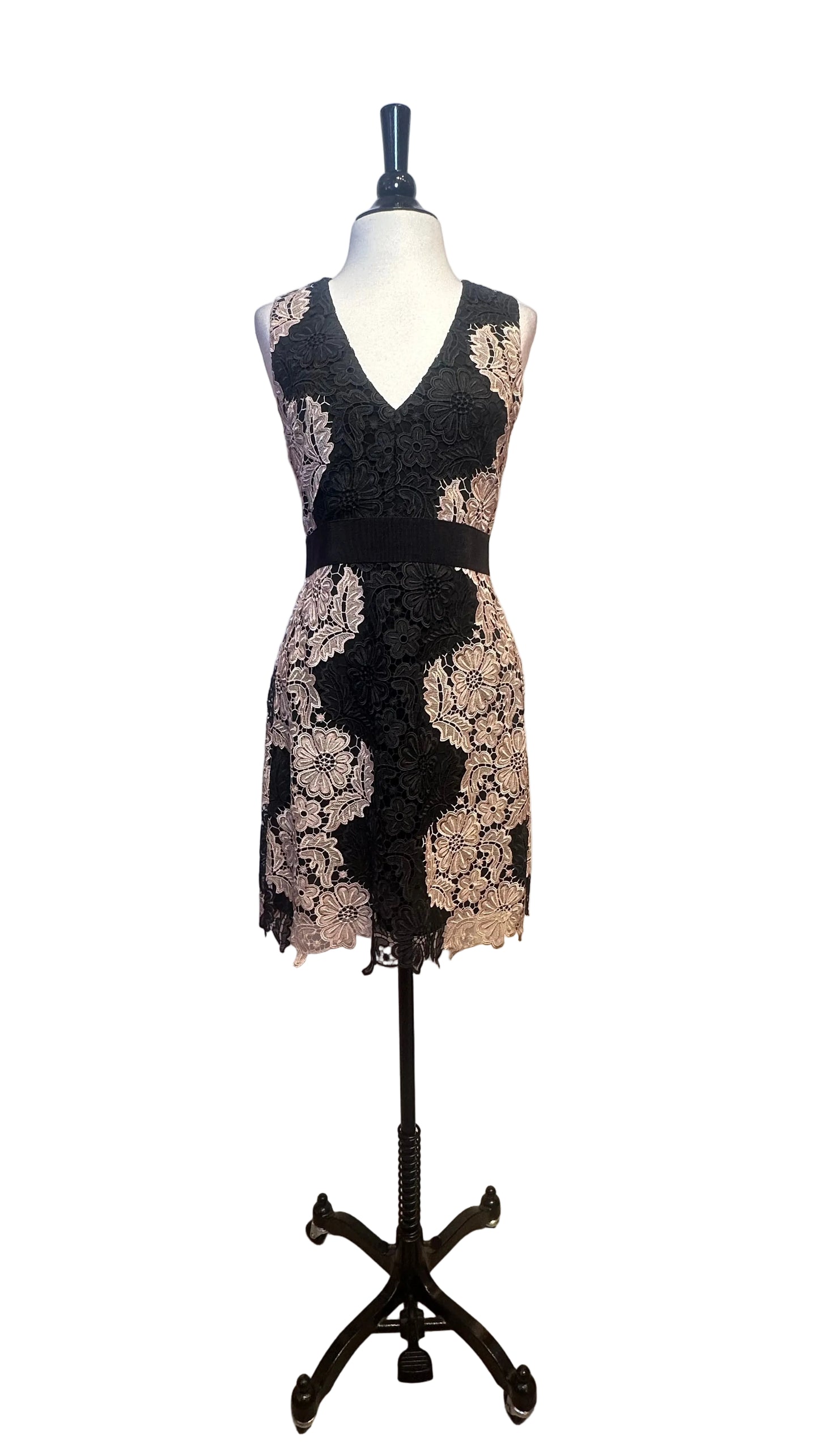 Alice + Olivia - Black and Blush Lace Dress - 4