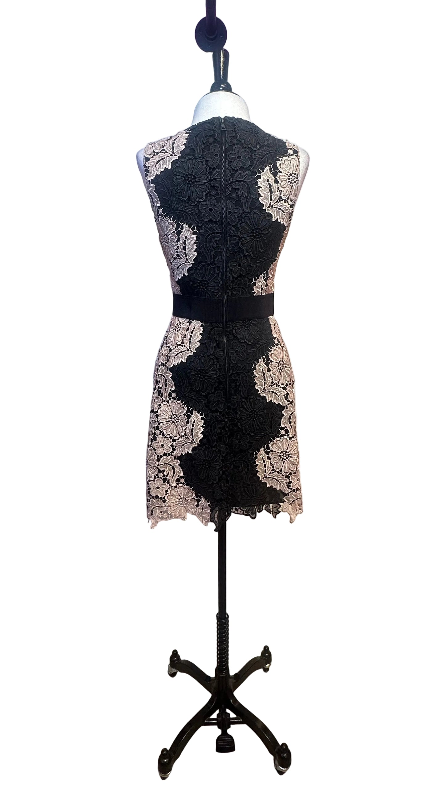 Alice + Olivia - Black and Blush Lace Dress - 4