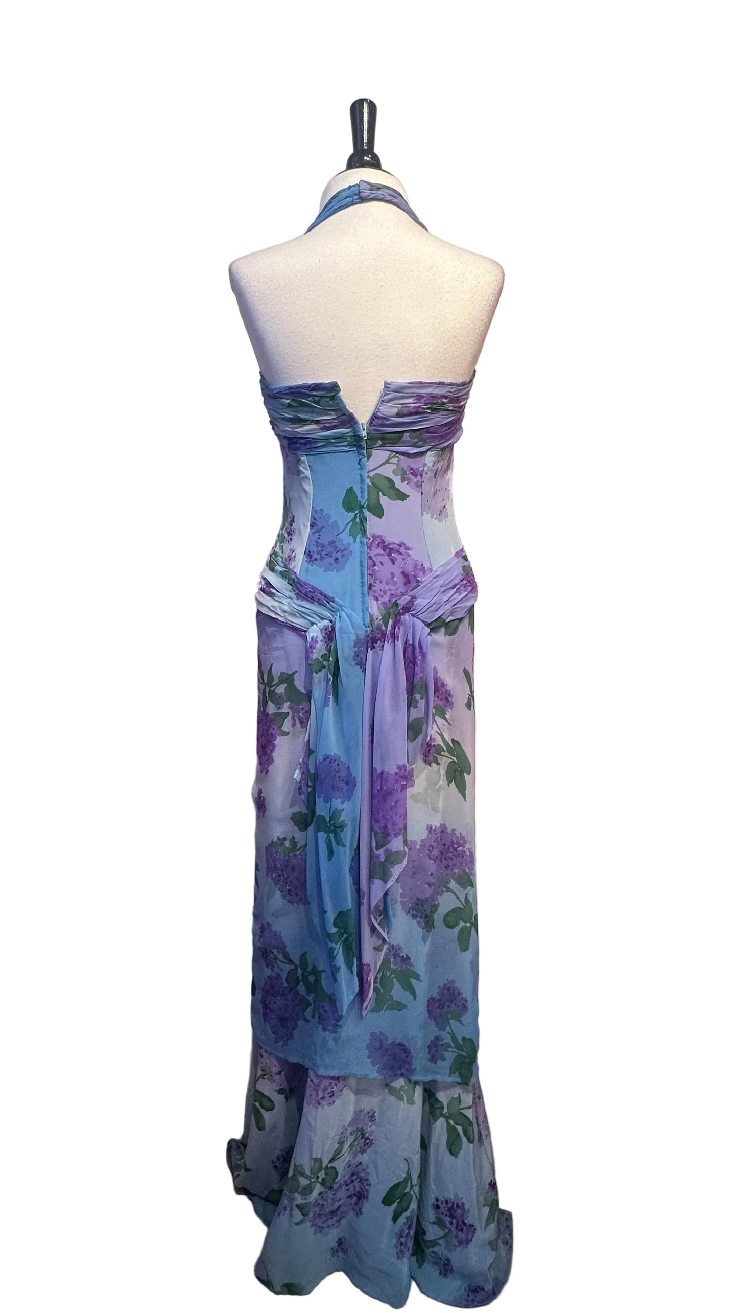 CUSTOM DESIGN - Purple Perennial Blue Halter Gown