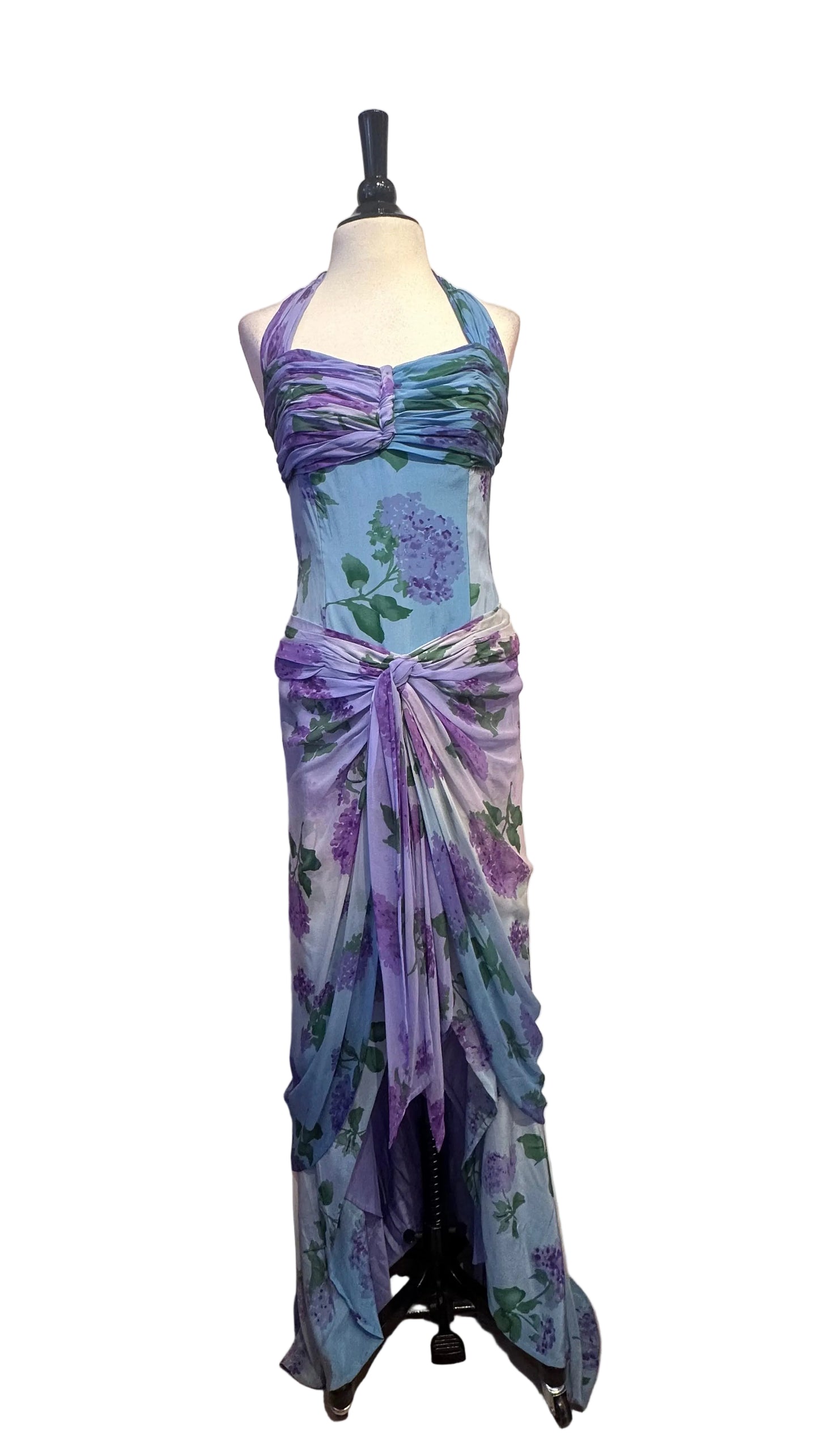 CUSTOM DESIGN - Purple Perennial Blue Halter Gown