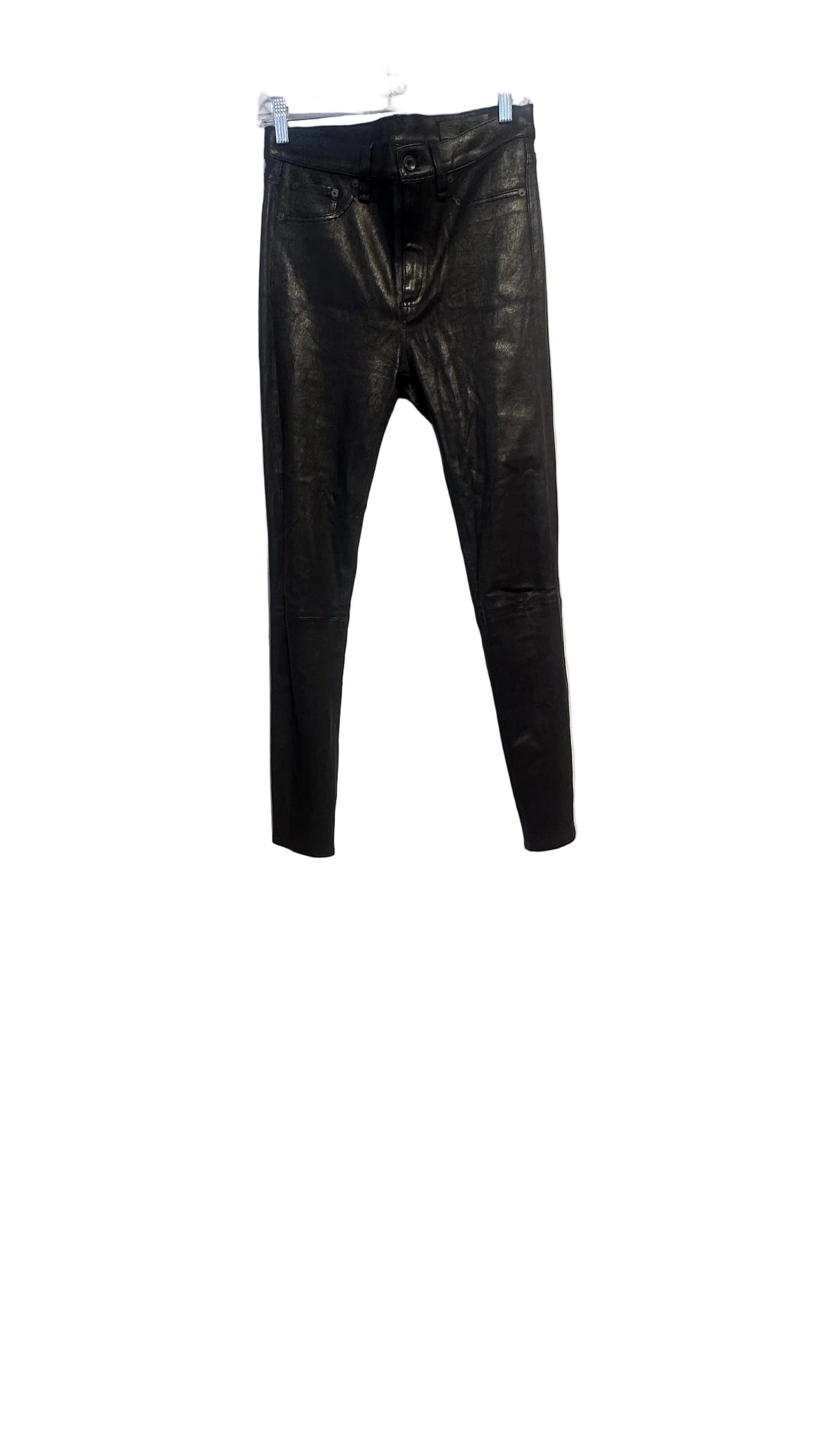 rag & bone - Black Leather Skinny Pants - 29