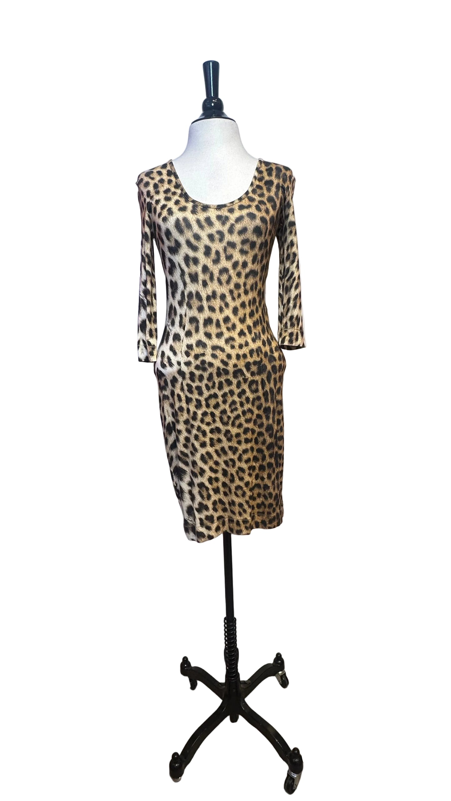 Just Cavalli - Leopard Print 3/4 Sleeve Dress - X-Small