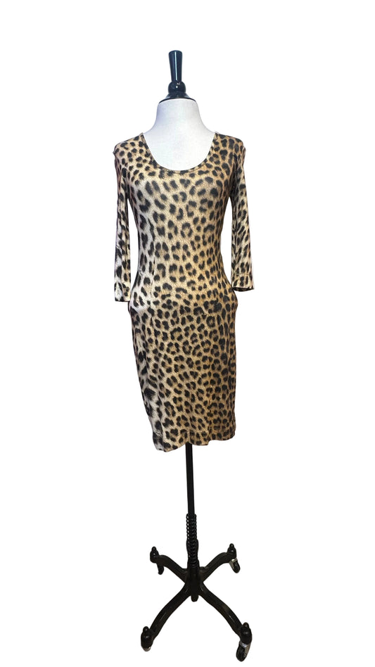 Just Cavalli - Leopard Print 3/4 Sleeve Dress - X-Small