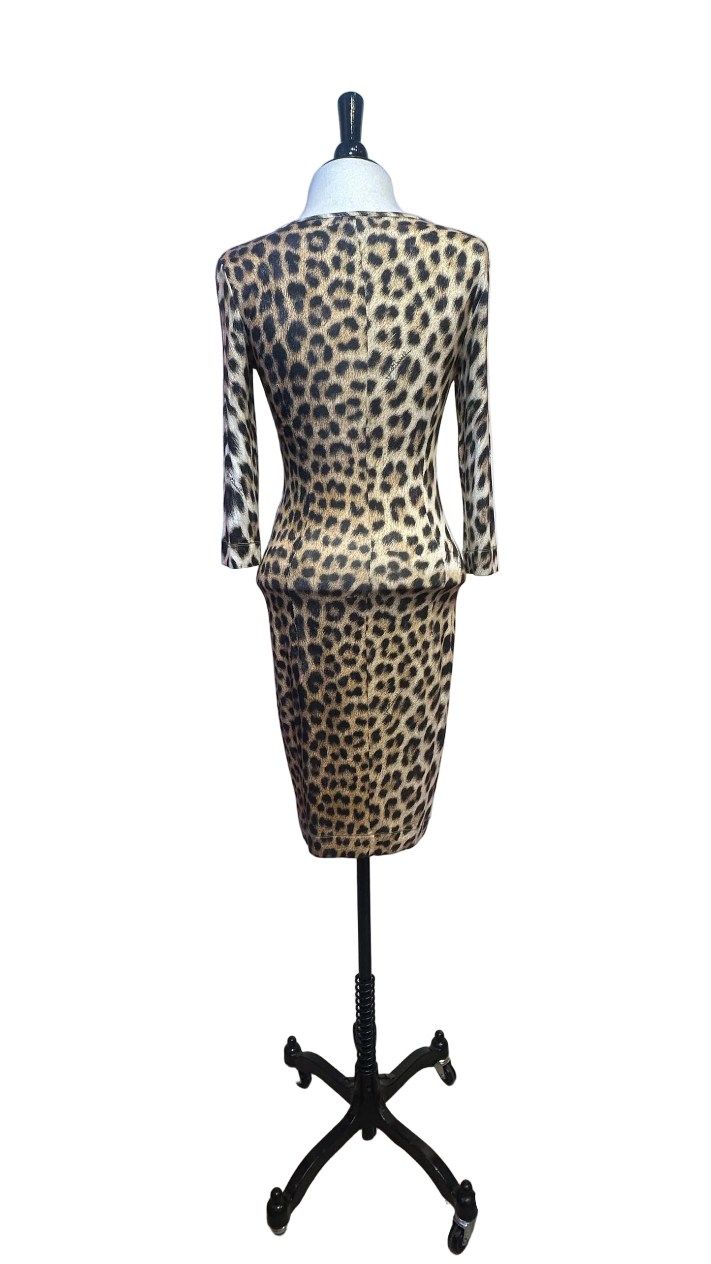 Just Cavalli - Leopard Print 3/4 Sleeve Dress - X-Small
