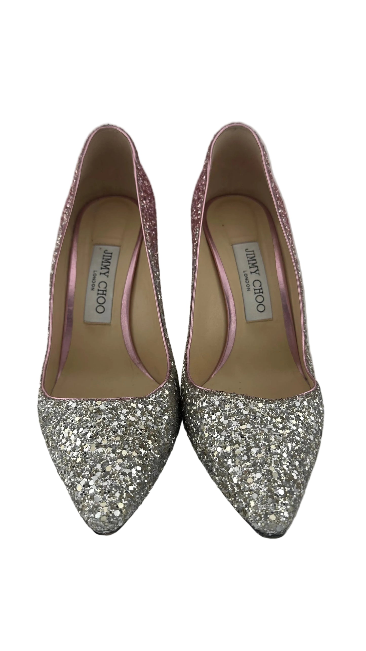 Jimmy Choo - Pink Silver Glitter Ombre Heels - 37.5