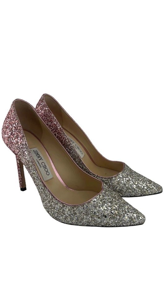 Jimmy Choo - Pink Silver Glitter Ombre Heels - 37.5