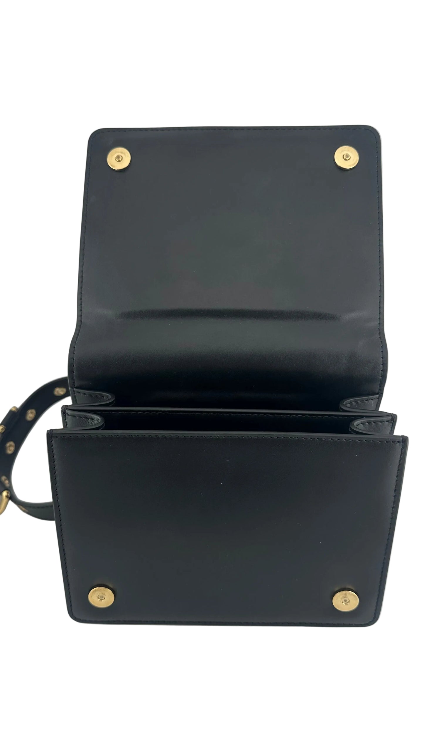 DOLCE & GABBANA - Black Leather Logo Crossbody Bag