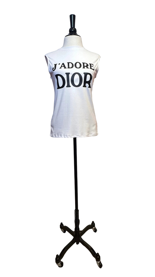 Christian Dior - "J'ADORE DIOR" White Graphic Tee - Large