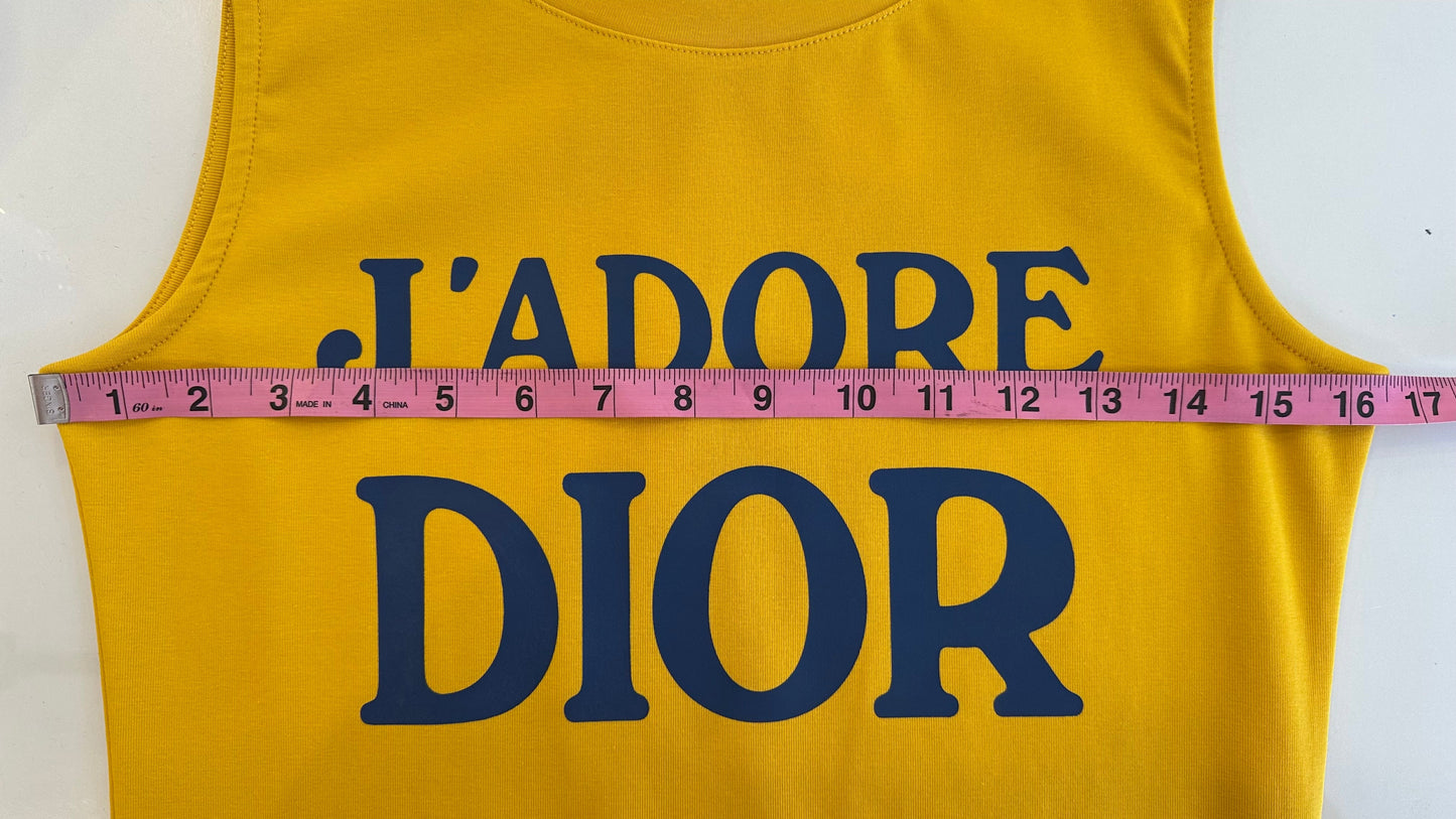 Christian Dior - "J'ADORE DIOR" Mustard Graphic Tee - Medium