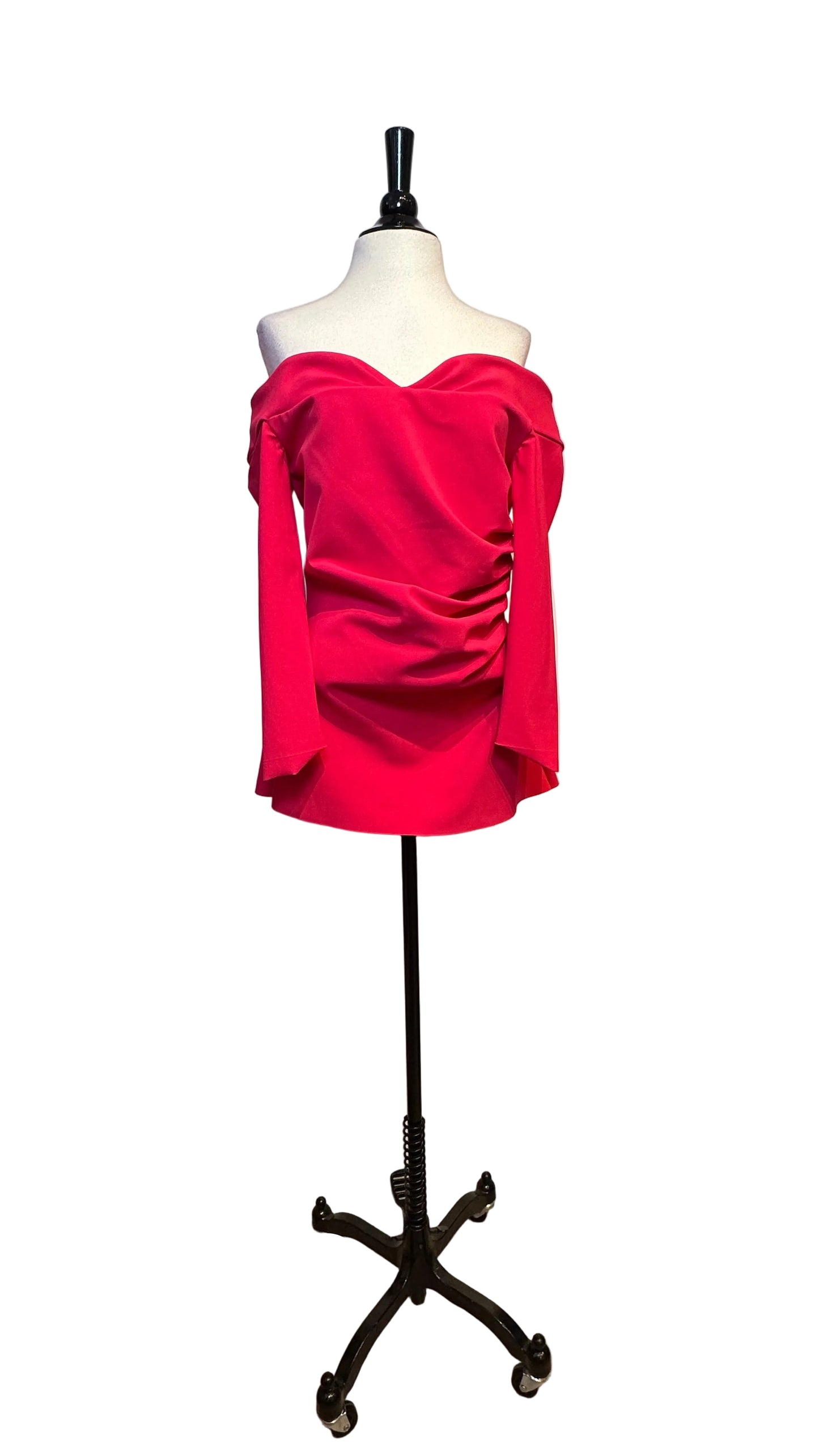 CHIARA BONI - Rose Pink Off-Shoulder Ruched Top - 44