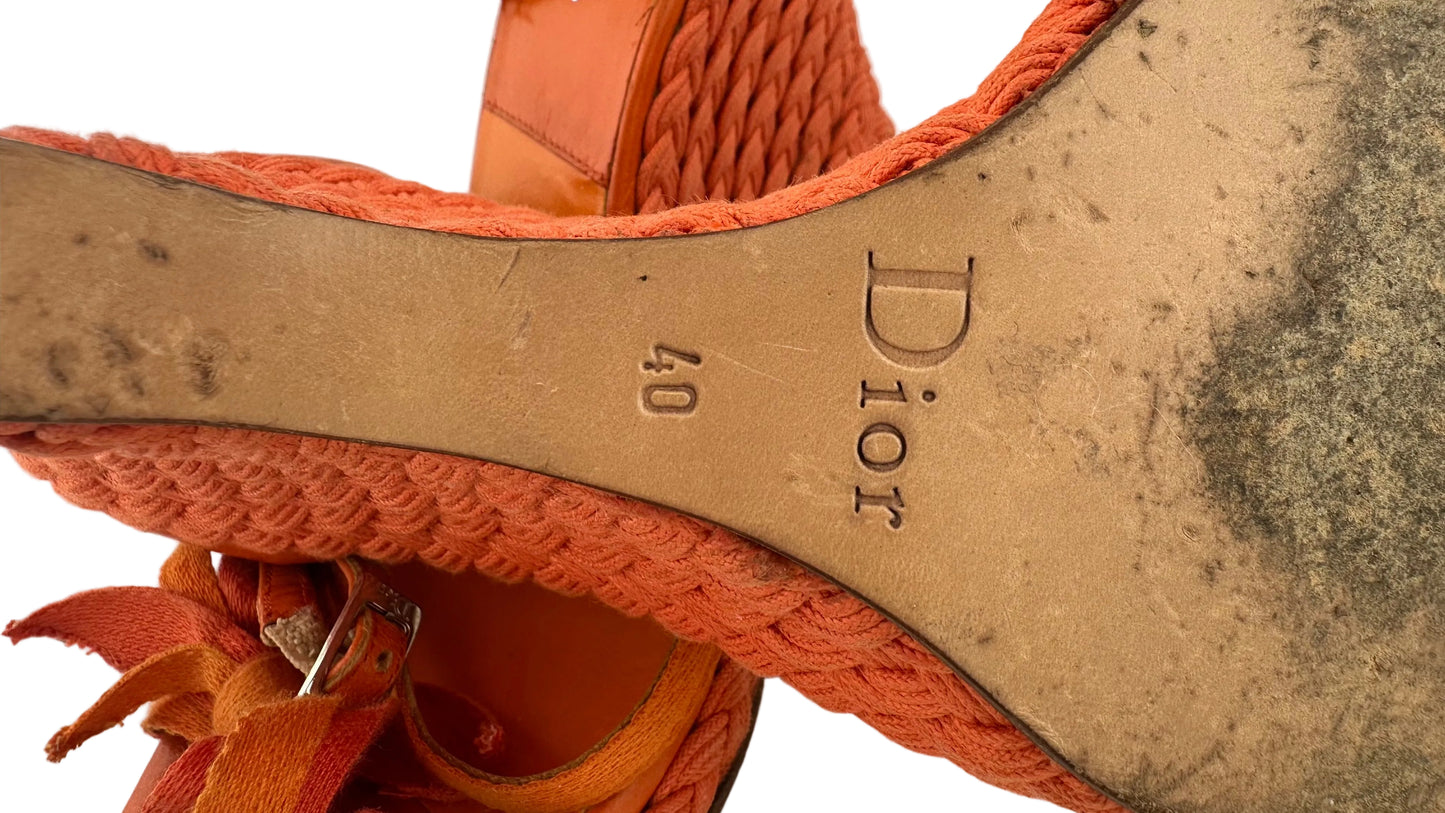 Christian Dior - Orange Wedge Espadrilles - 40