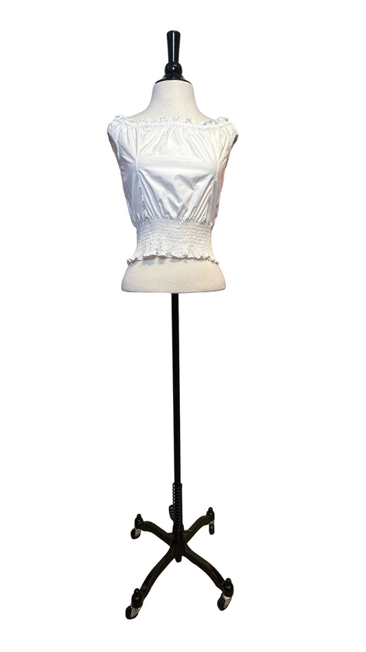 DOLCE & GABBANA - White Ruched Off-Shoulder Crop Top - 38