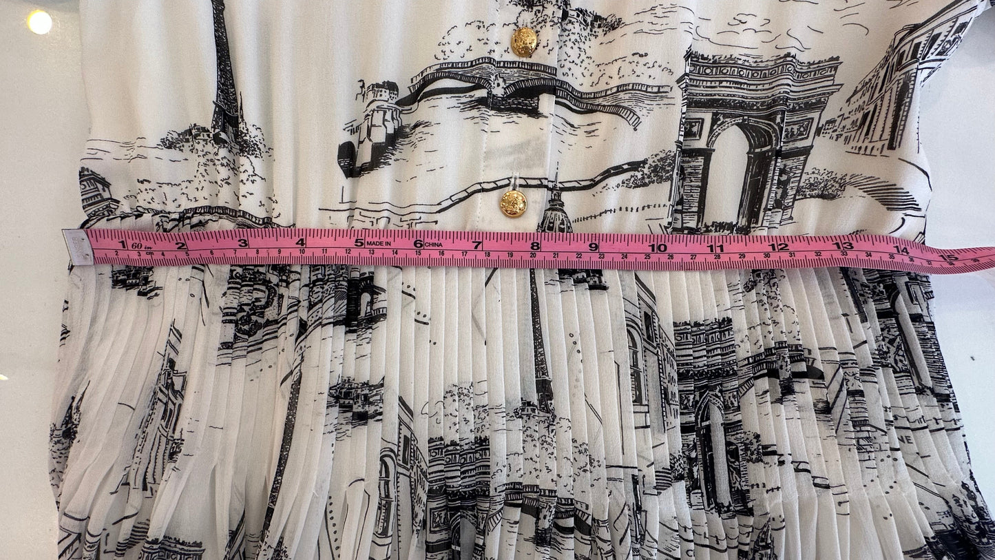 CELINE - White Long Sleeve Paris Print Dress - 40