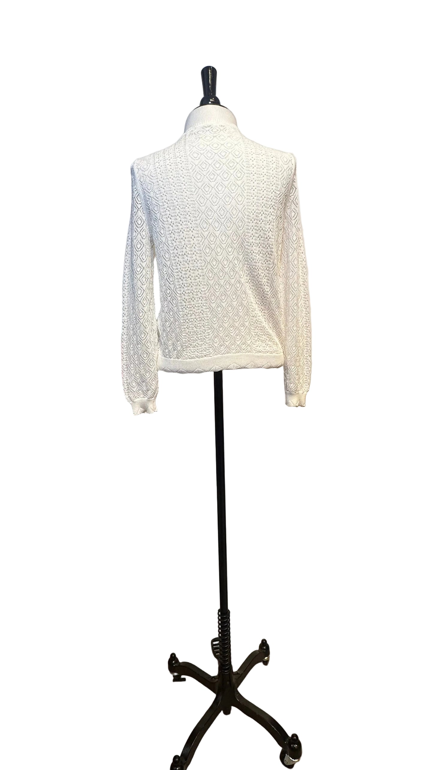 DOEN - Diane Ivory Knit Cutout Long Sleeve Cardi - Small