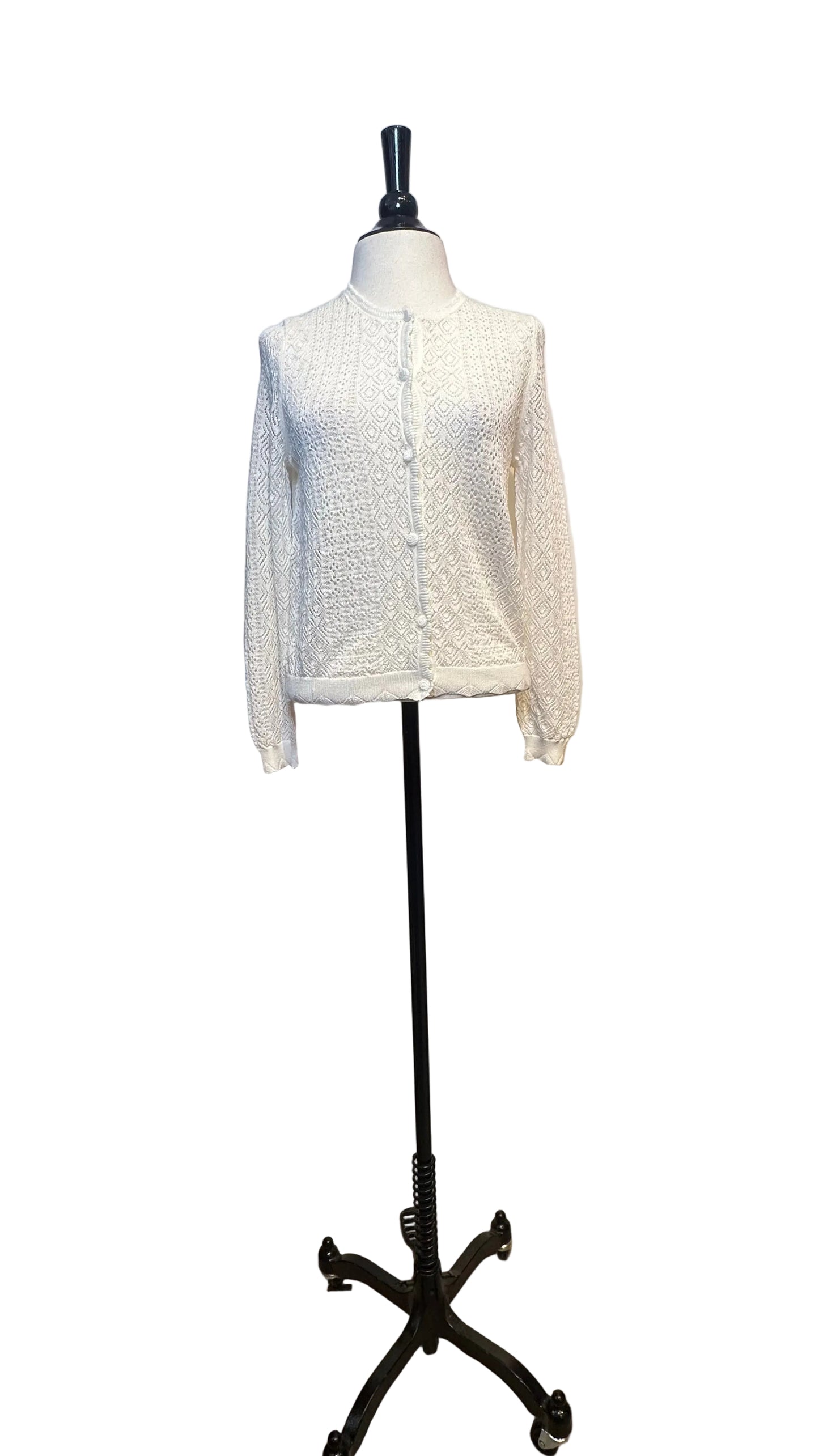 DOEN - Diane Ivory Knit Cutout Long Sleeve Cardi - Small