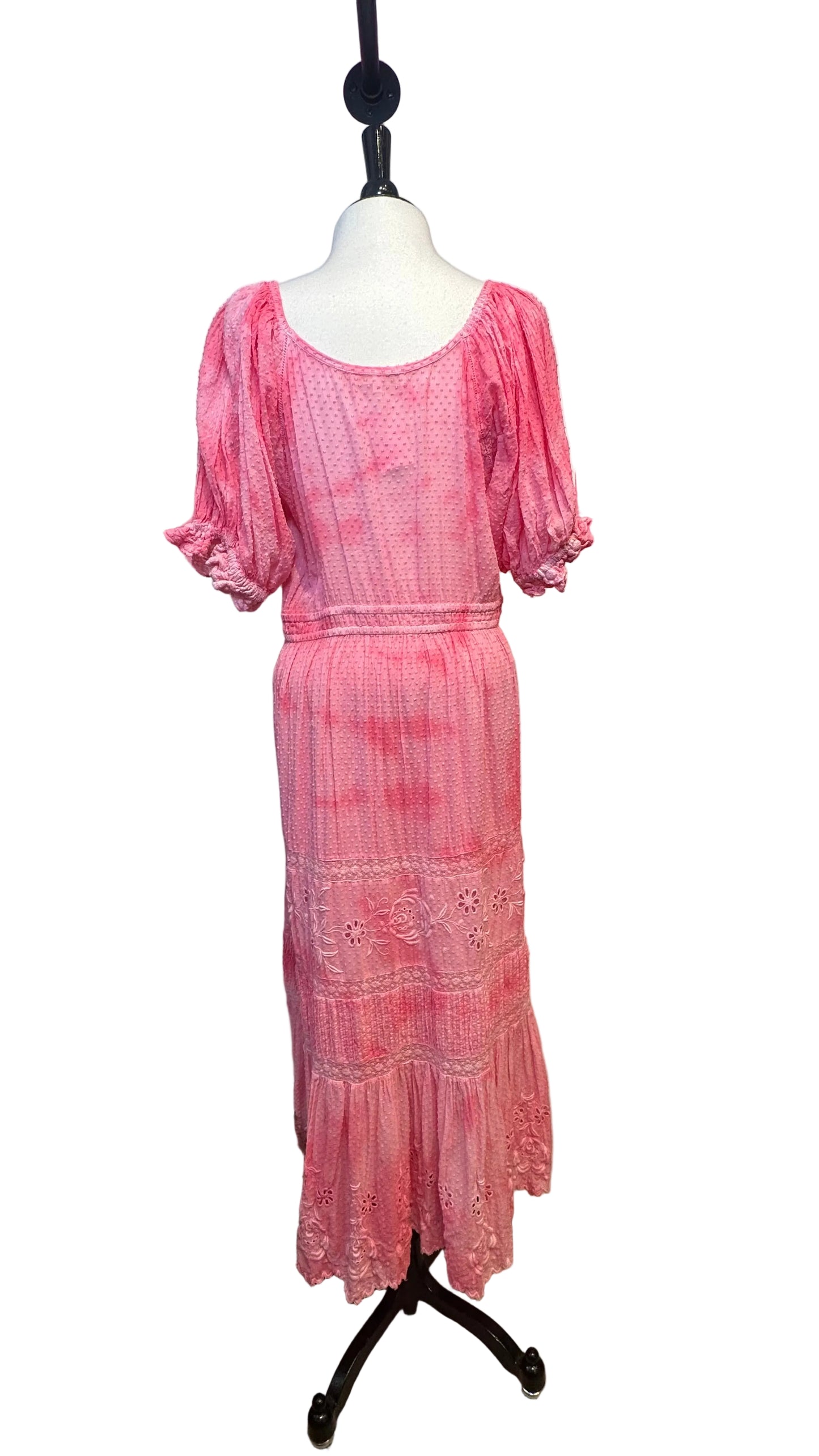 LoveShackFancy - Pink Tie-Dye Swiss Dot Dress - X-Large