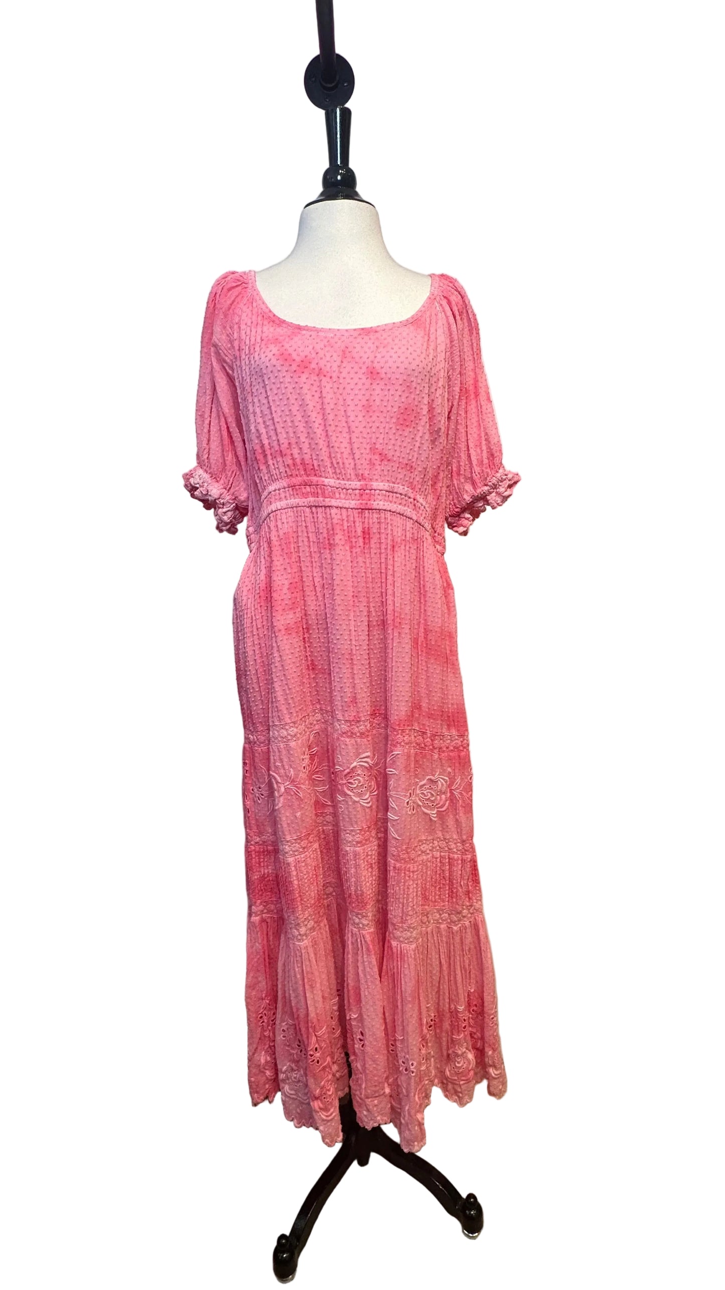 LoveShackFancy - Pink Tie-Dye Swiss Dot Dress - X-Large
