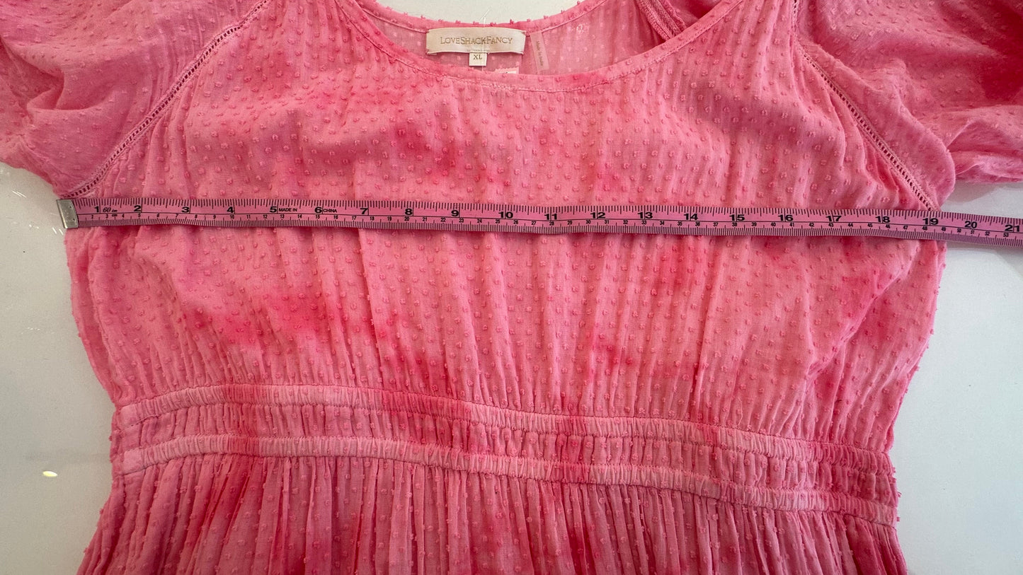 LoveShackFancy - Pink Tie-Dye Swiss Dot Dress - X-Large