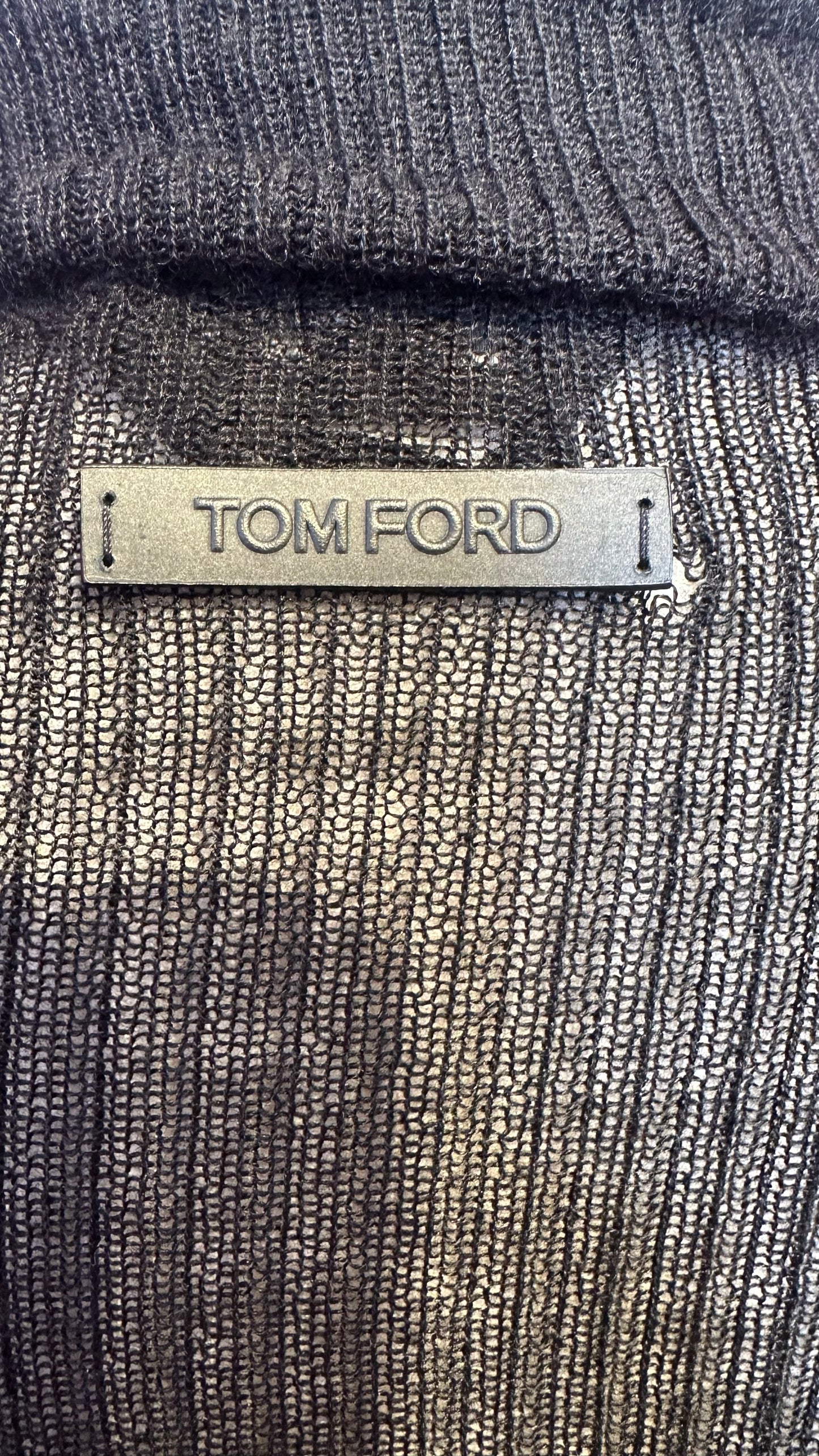 TOM FORD - Black Sheer Ribbed Turtleneck Sweater - Medium