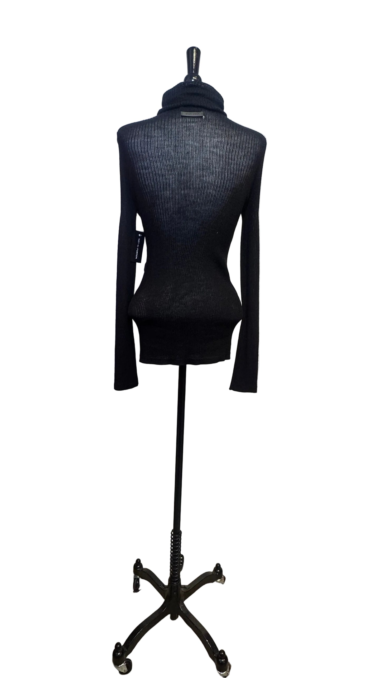TOM FORD - Black Sheer Ribbed Turtleneck Sweater - Medium