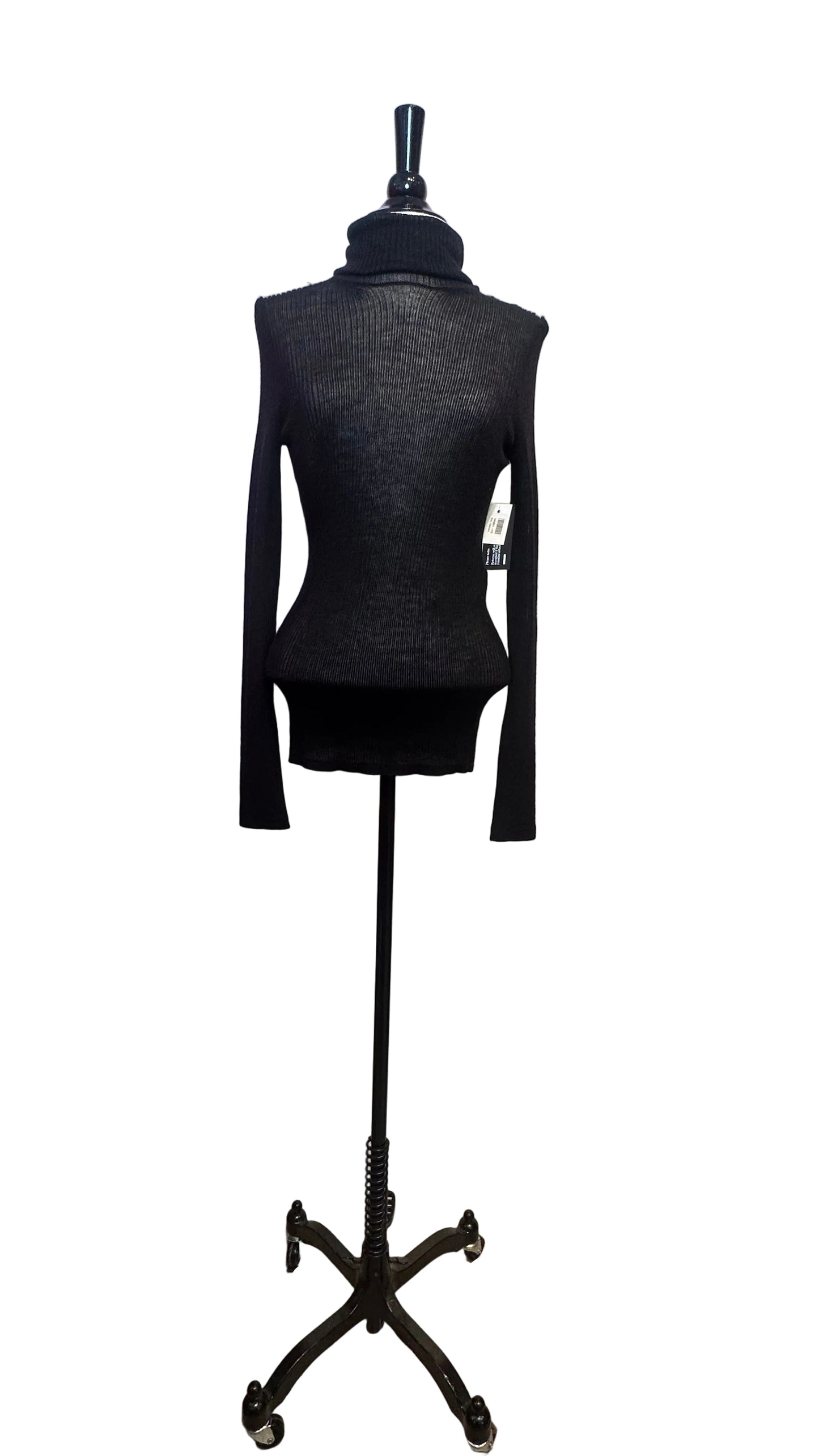 TOM FORD - Black Sheer Ribbed Turtleneck Sweater - Medium