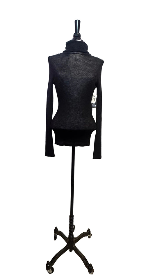 TOM FORD - Black Sheer Ribbed Turtleneck Sweater - Medium