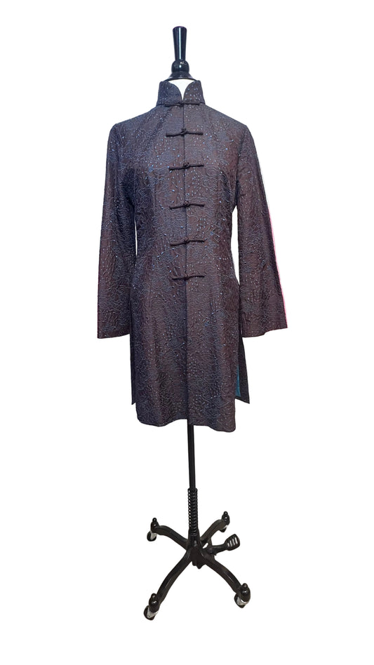 Shanghai Tang - Vintage Brown Aqua Embroidered Jacket - 6