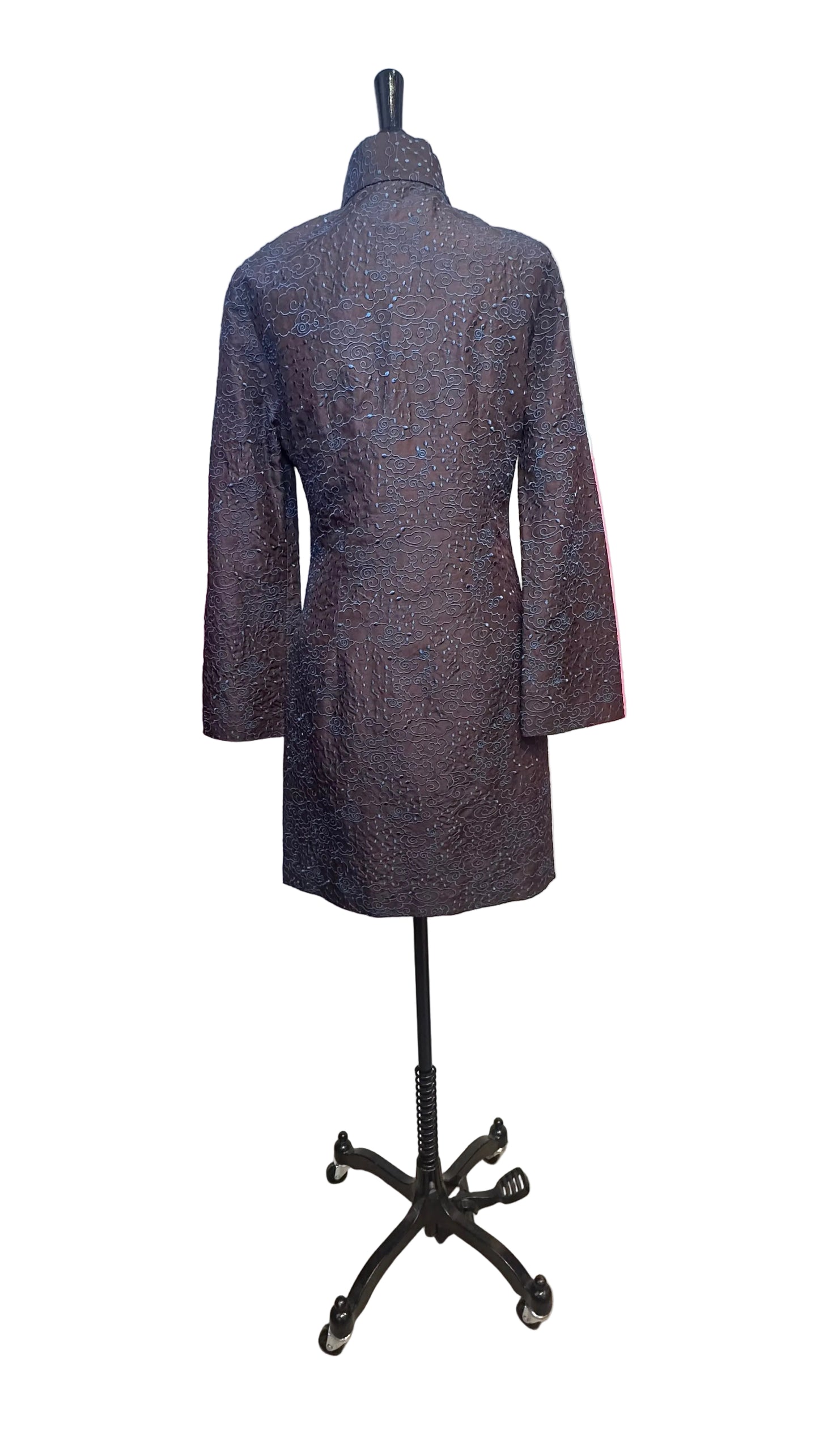 Shanghai Tang - Vintage Brown Aqua Embroidered Jacket - 6