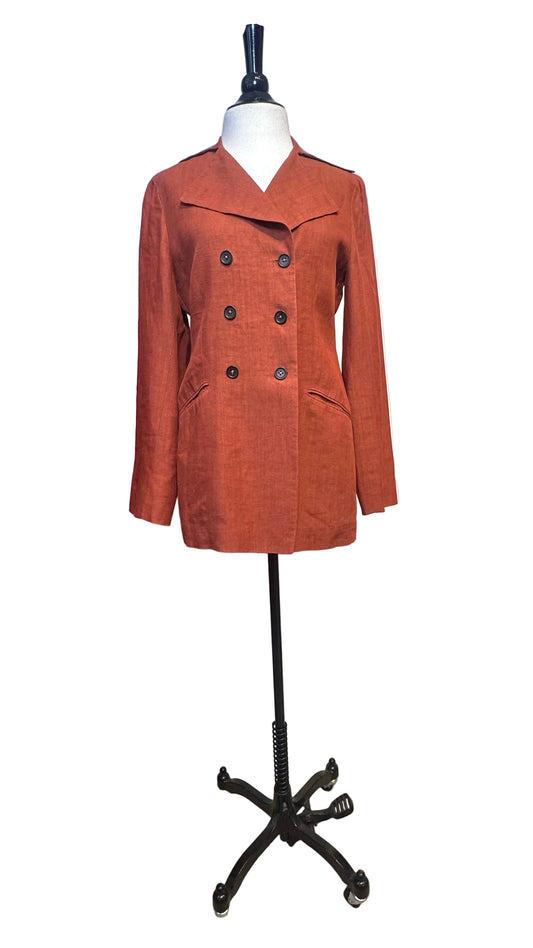 Romeo Gigli - Vintage Rust Linen Double-Breasted Jacket - 40