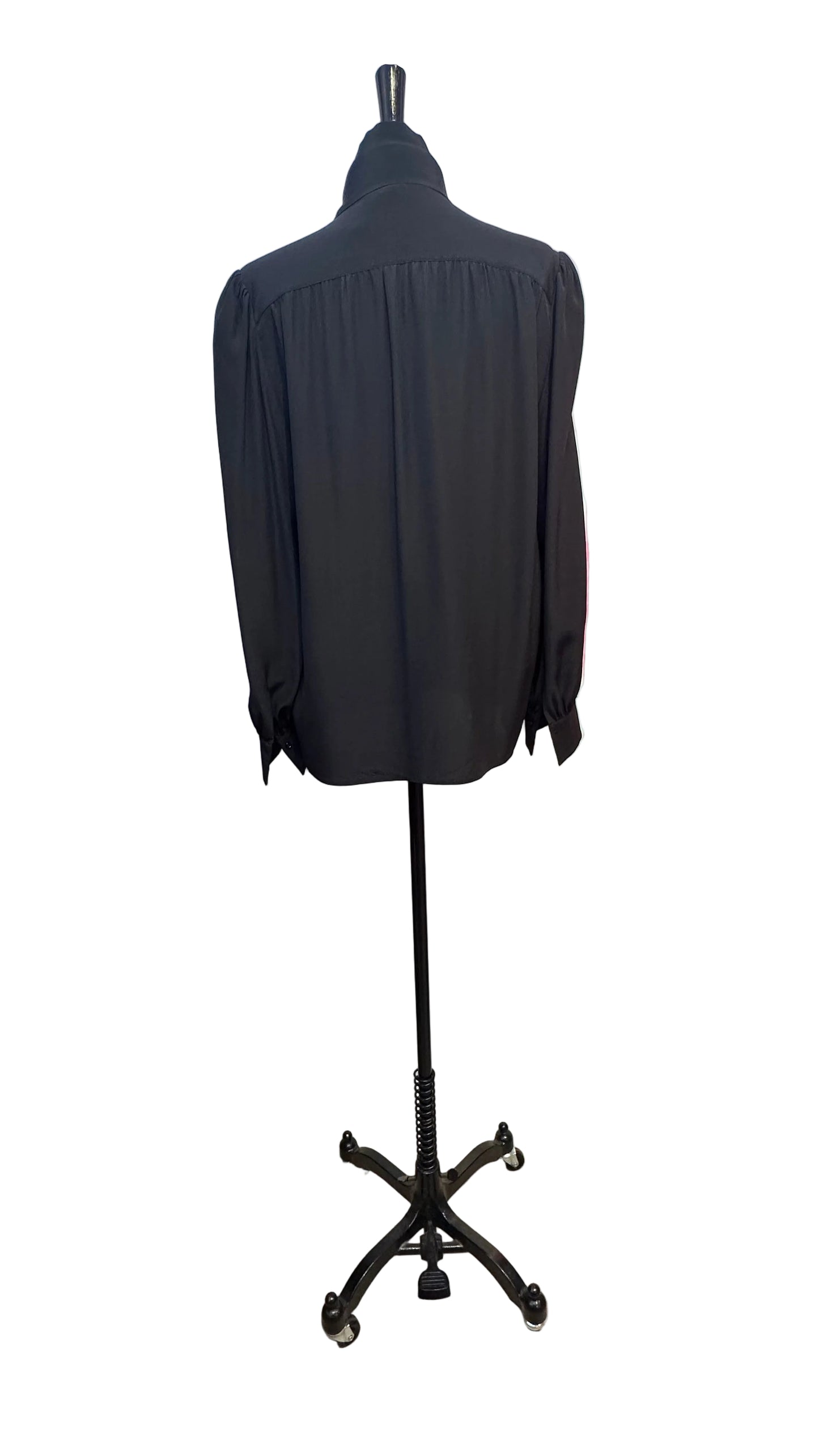 Chloe - Black Silk Tie-Neck Top - 36