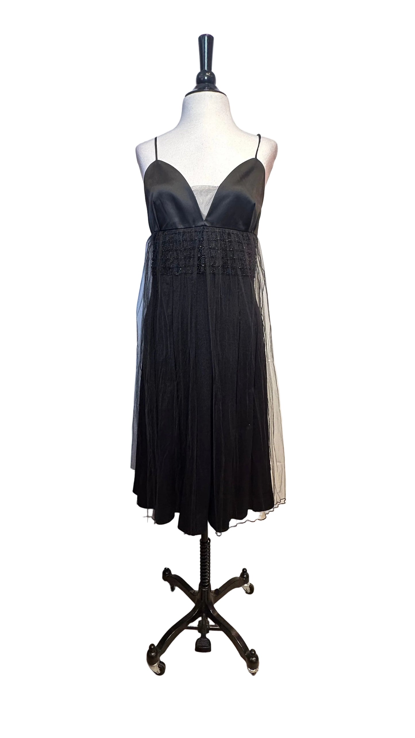 St. John Couture - Black Beaded Tulle Knit Dress - 8
