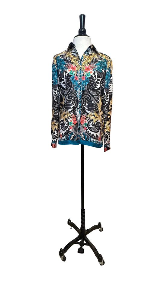 Versace Collection - Black White Multicolor Print Top - 40
