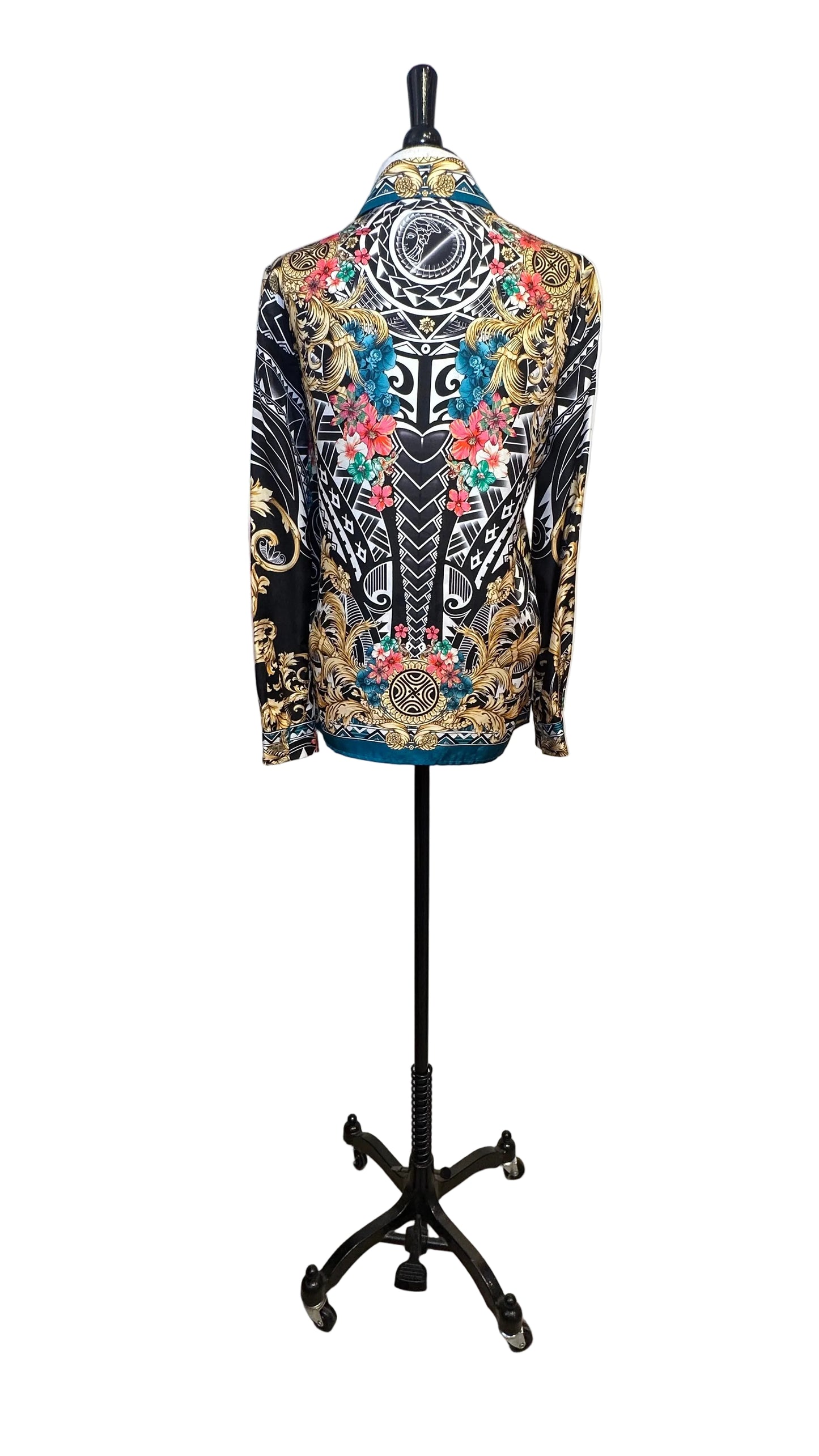 Versace Collection - Black White Multicolor Print Top - 40
