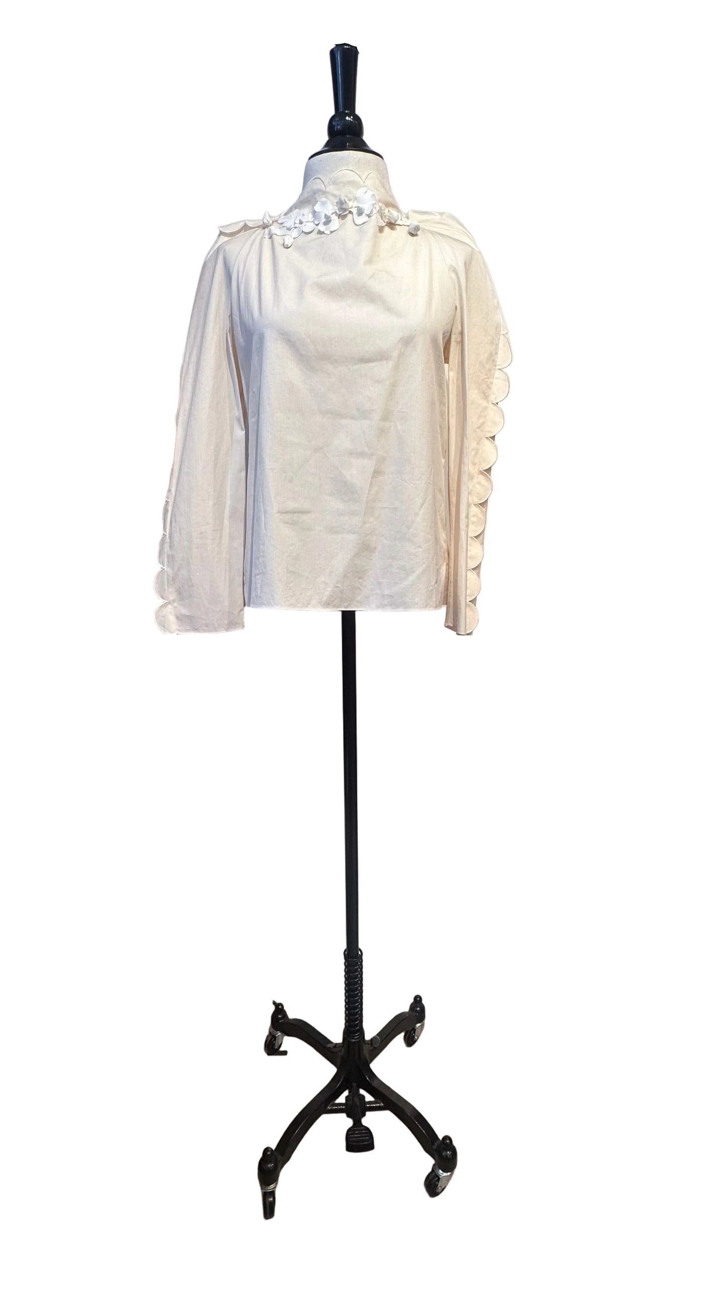 FENDI - Cream Cotton Long Sleeve Top - 38