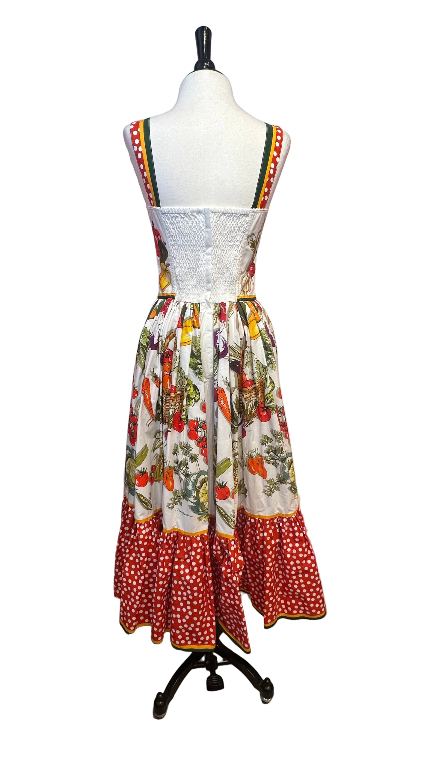 DOLCE & GABBANA - White Multicolor Veggie Sundress - 40