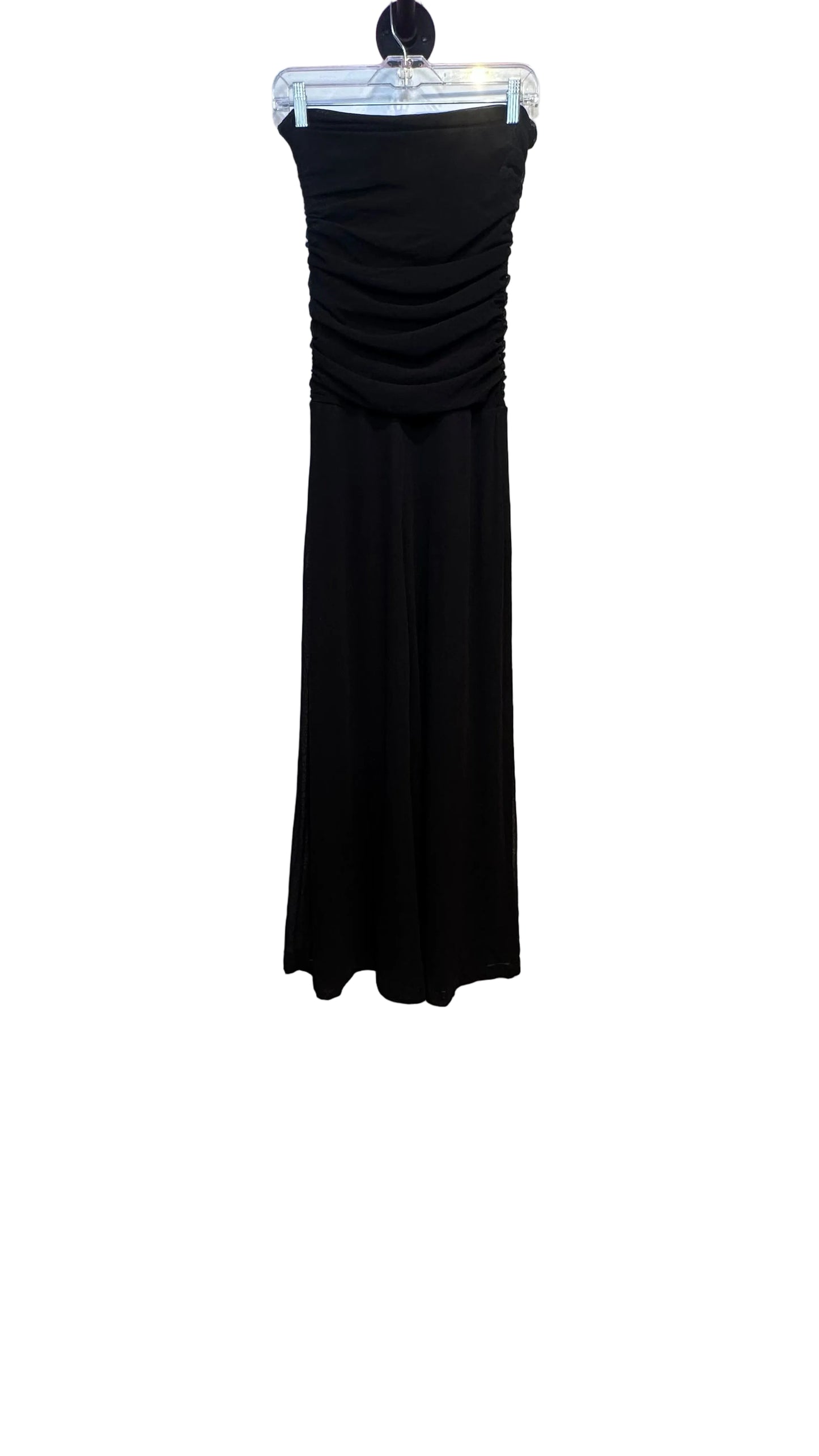 FUZZI - SIGNATURE Black Strapless Wide-Leg Tulle Jumpsuit - Large