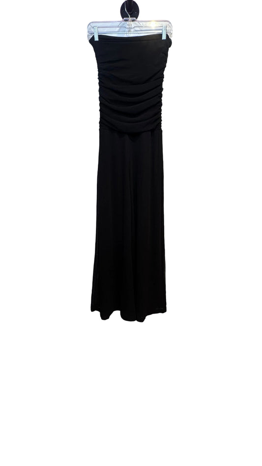 FUZZI - SIGNATURE Black Strapless Wide-Leg Tulle Jumpsuit - Large