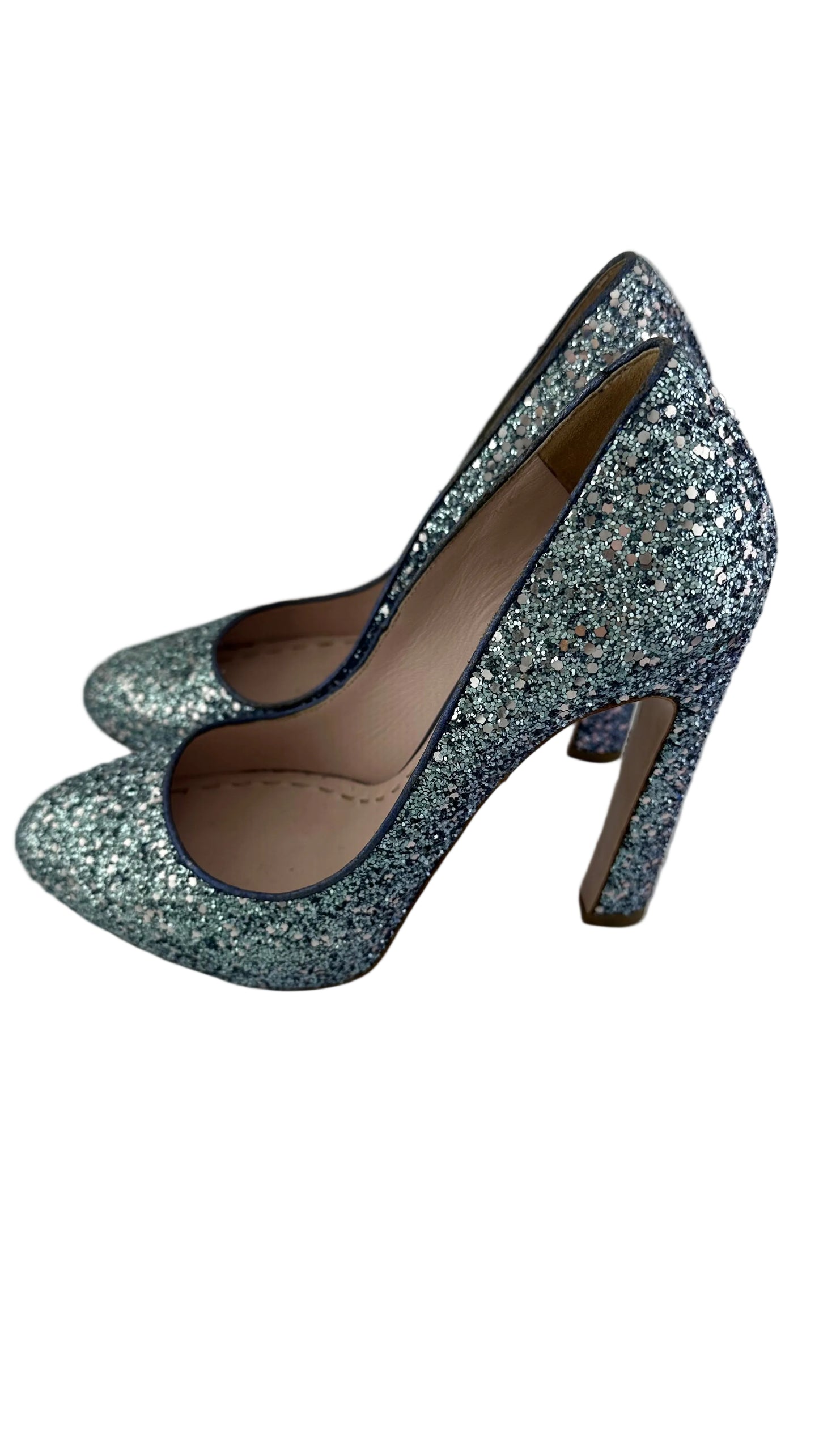 Miu Miu - Blue and Silver Glitter Heels - 36