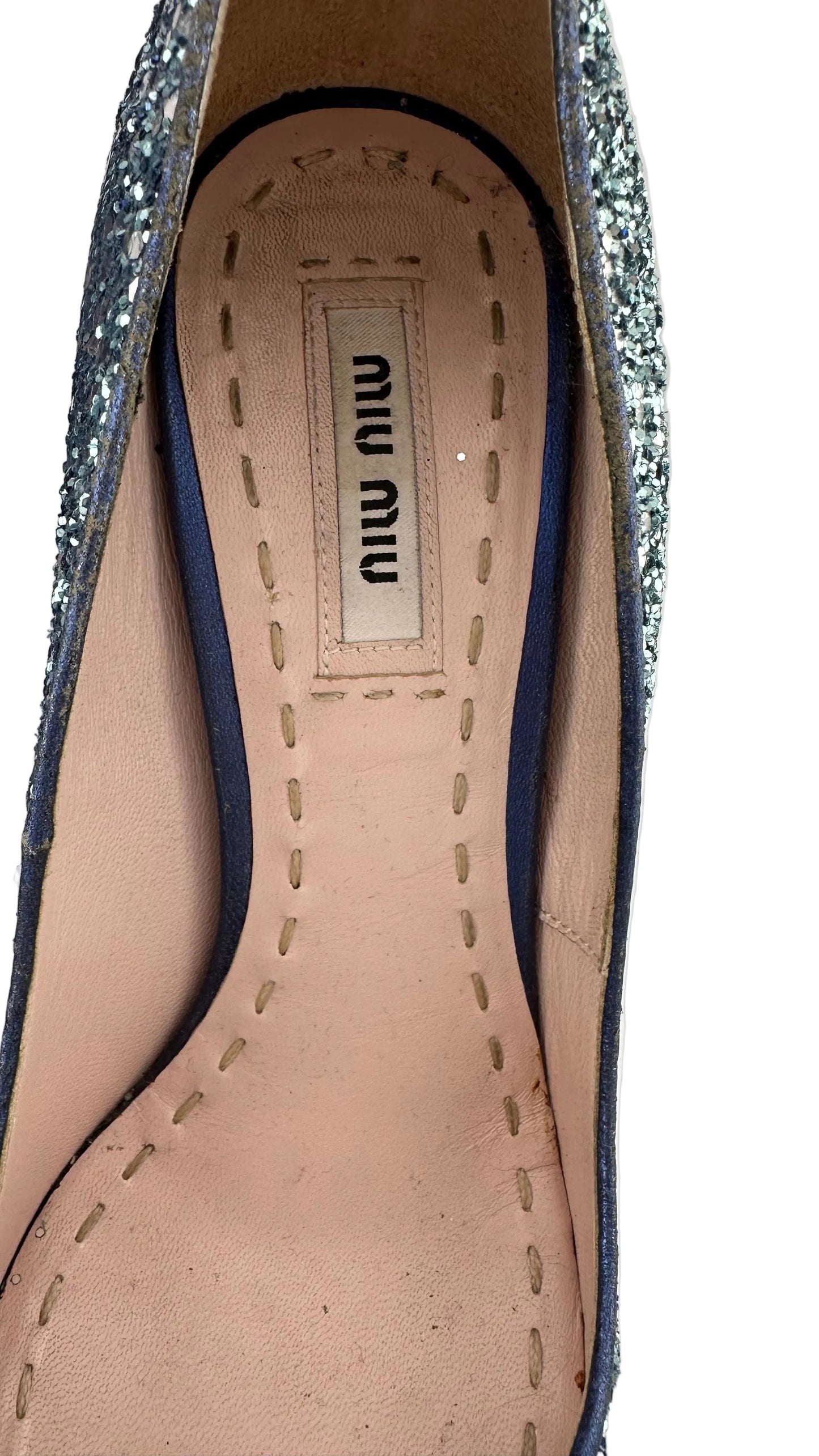 Miu Miu - Blue and Silver Glitter Heels - 36