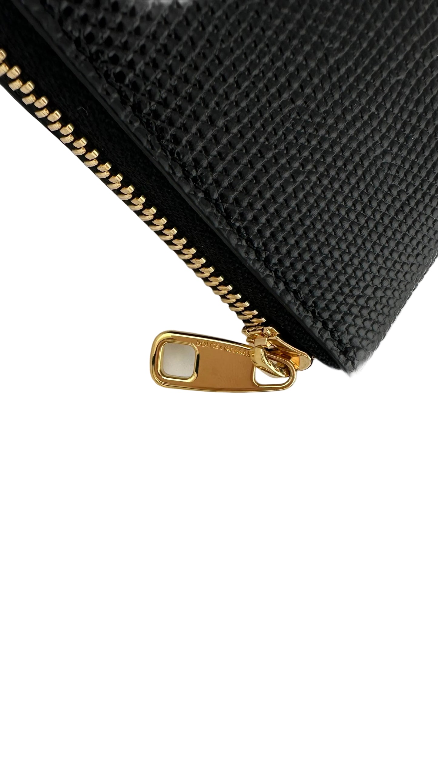 DOLCE & GABBANA - Black Lizard Embossed Leather Wallet with Crystal Logo