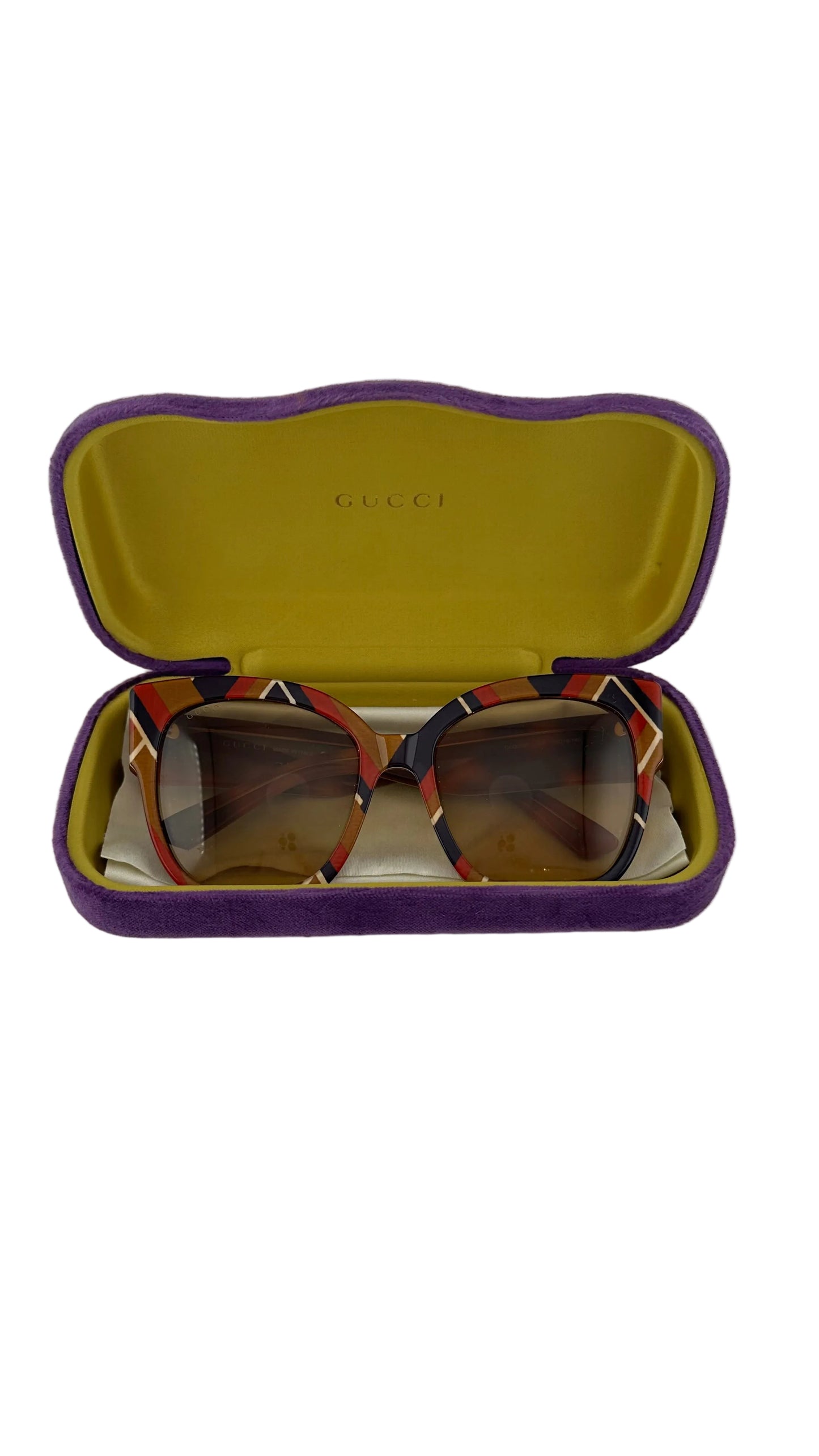 Gucci - Oversized Multicolor Chevron Pattern Sunglasses - GG0059S 003