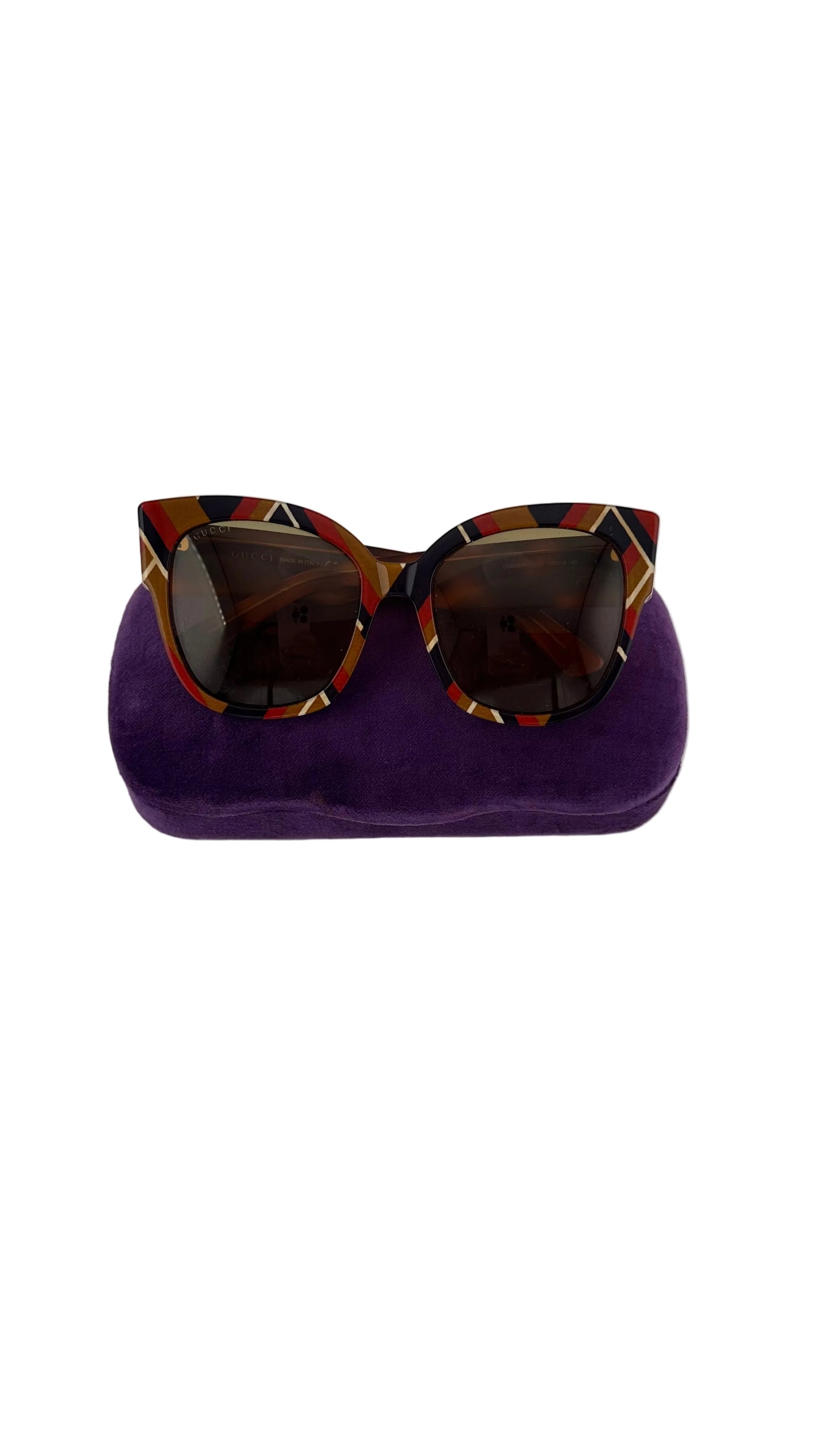 Gucci - Oversized Multicolor Chevron Pattern Sunglasses - GG0059S 003