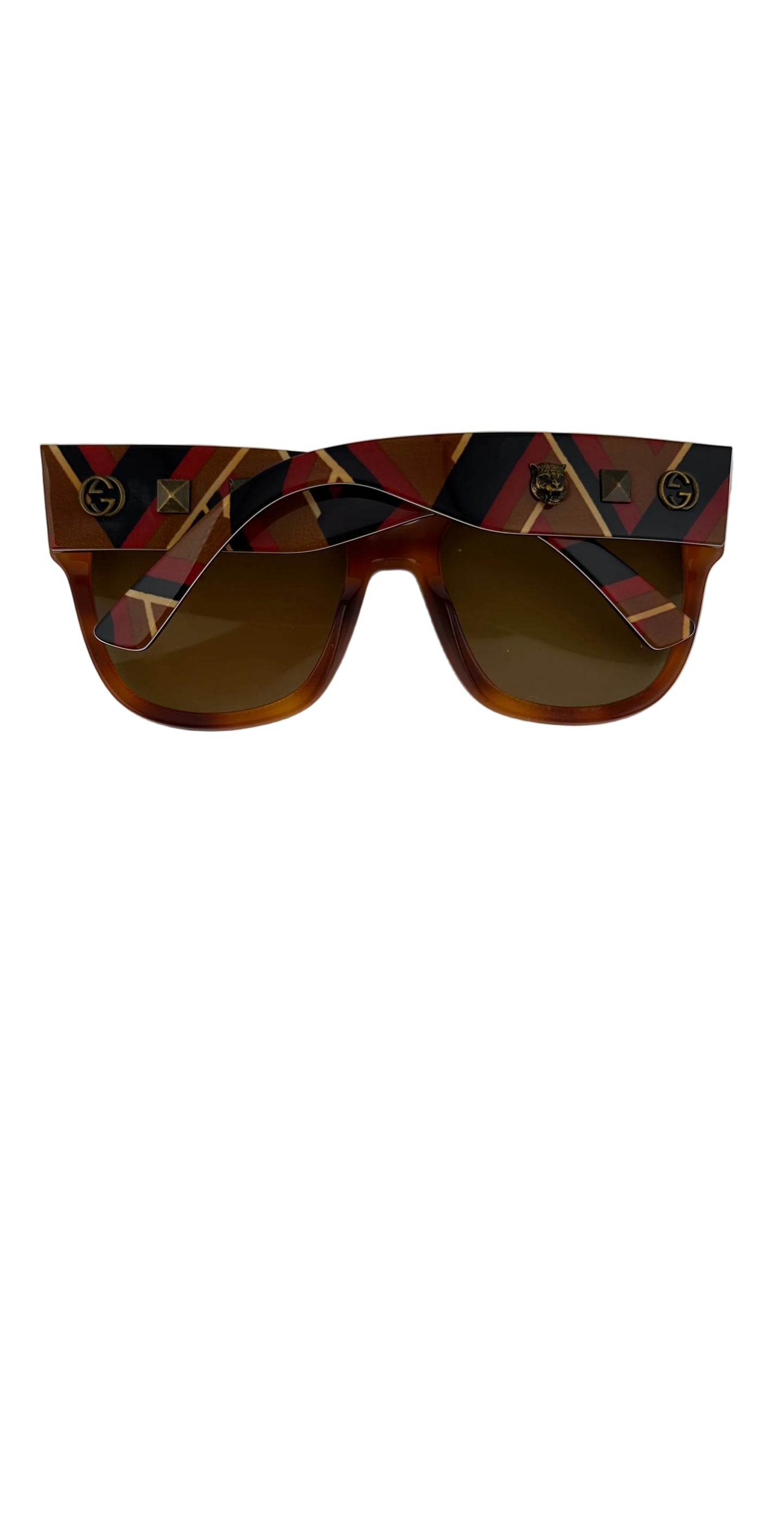 Gucci - Oversized Multicolor Chevron Pattern Sunglasses - GG0059S 003