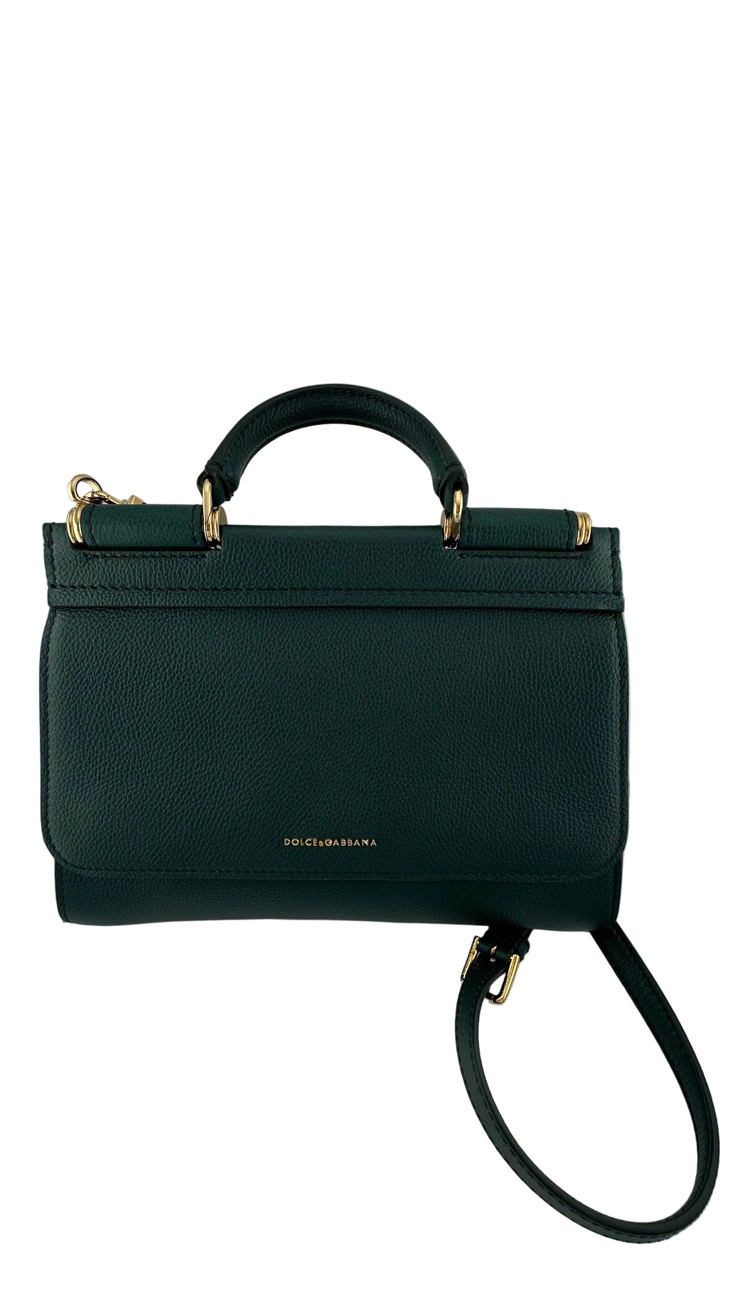 DOLCE & GABBANA - Sicily Medium Green Leather Handbag