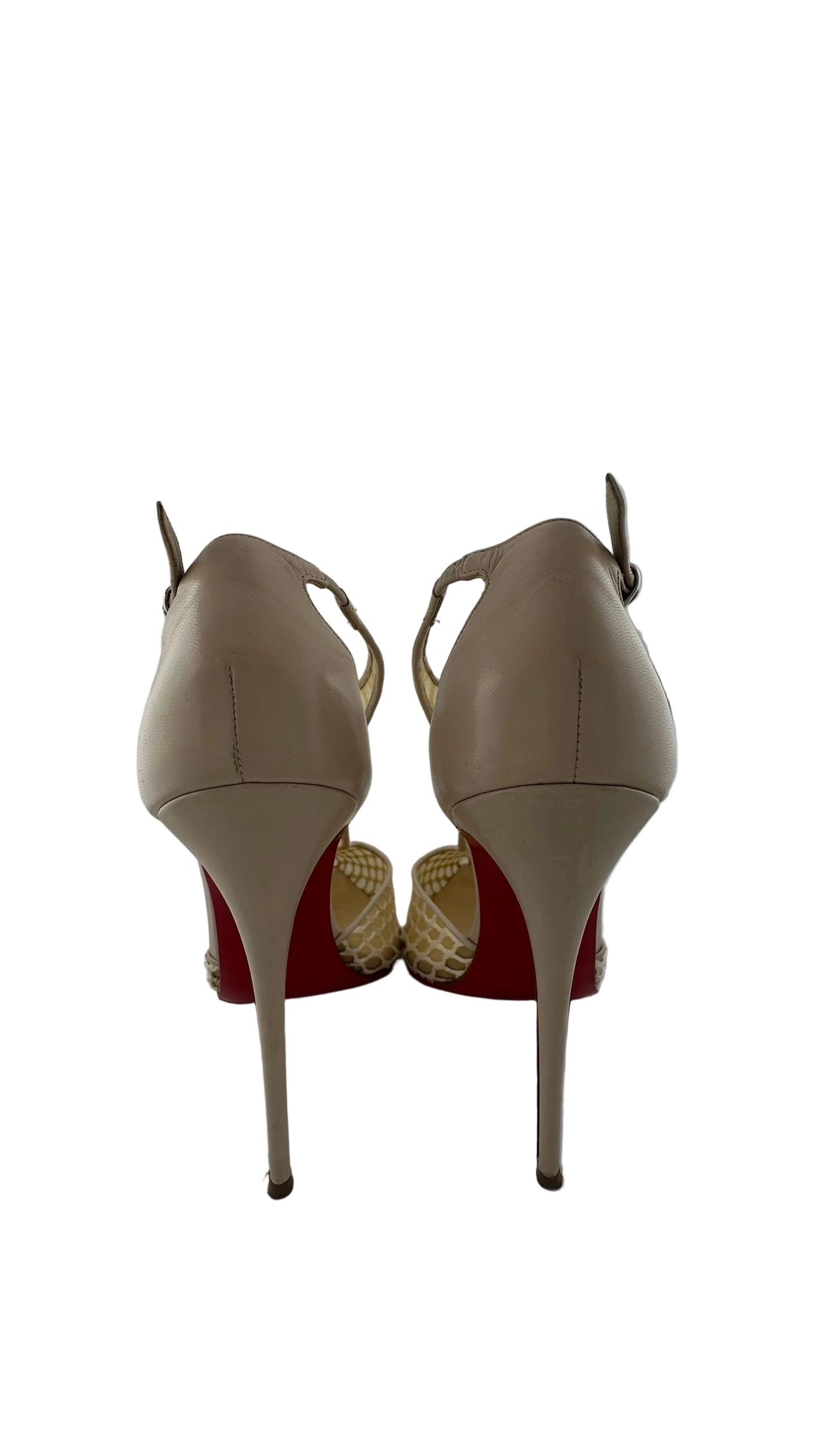 Christian Louboutin - Salonu Beige Embroidered Mesh and Leather Heels - 39