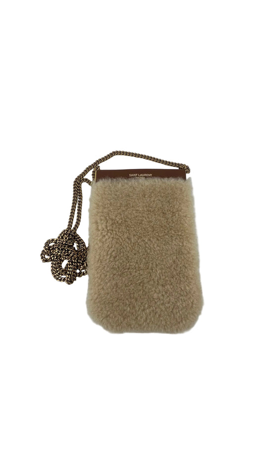 Saint Laurent - Mini Shearling Pouch with Crossbody Chain