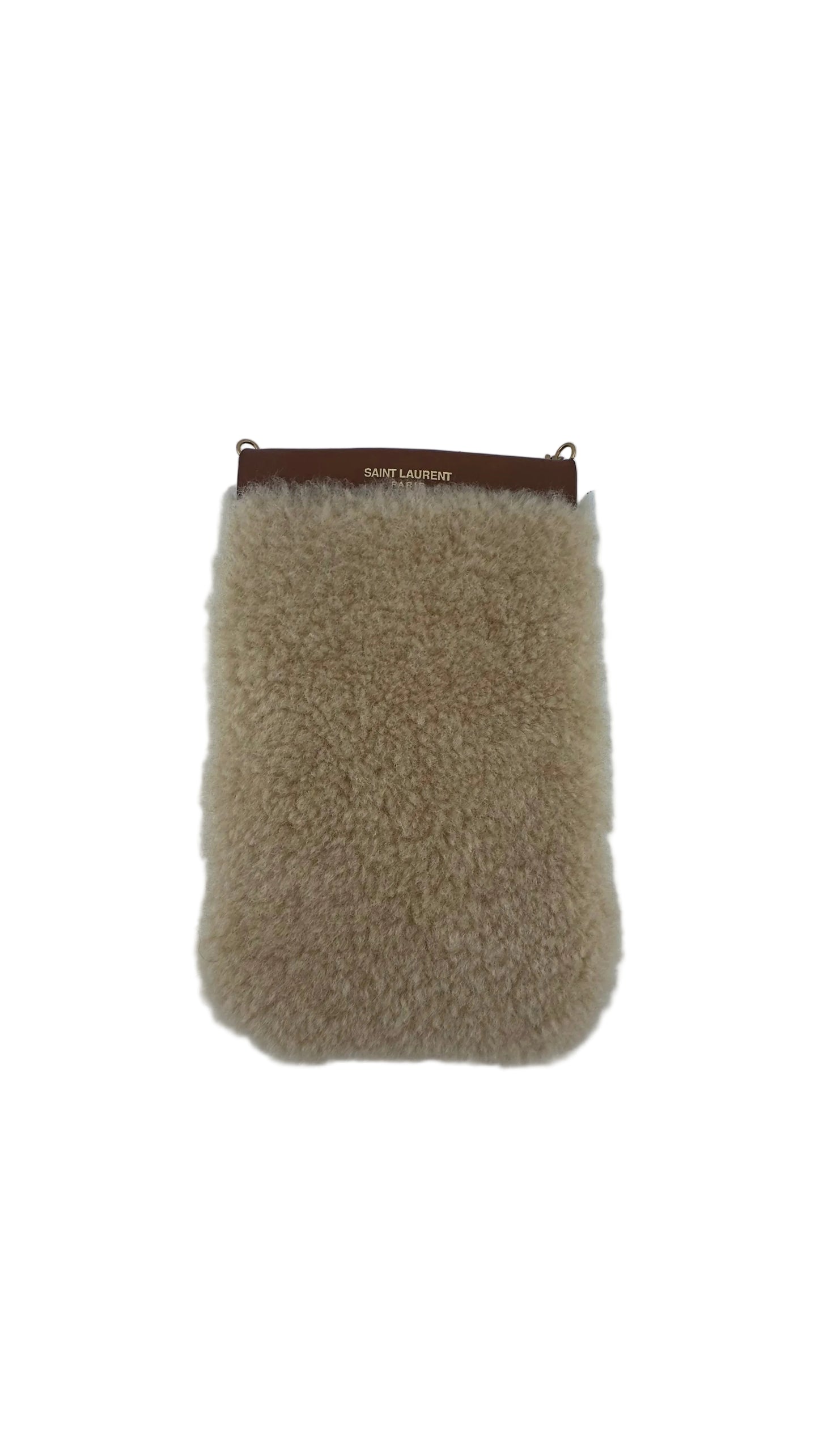 Saint Laurent - Mini Shearling Pouch with Crossbody Chain