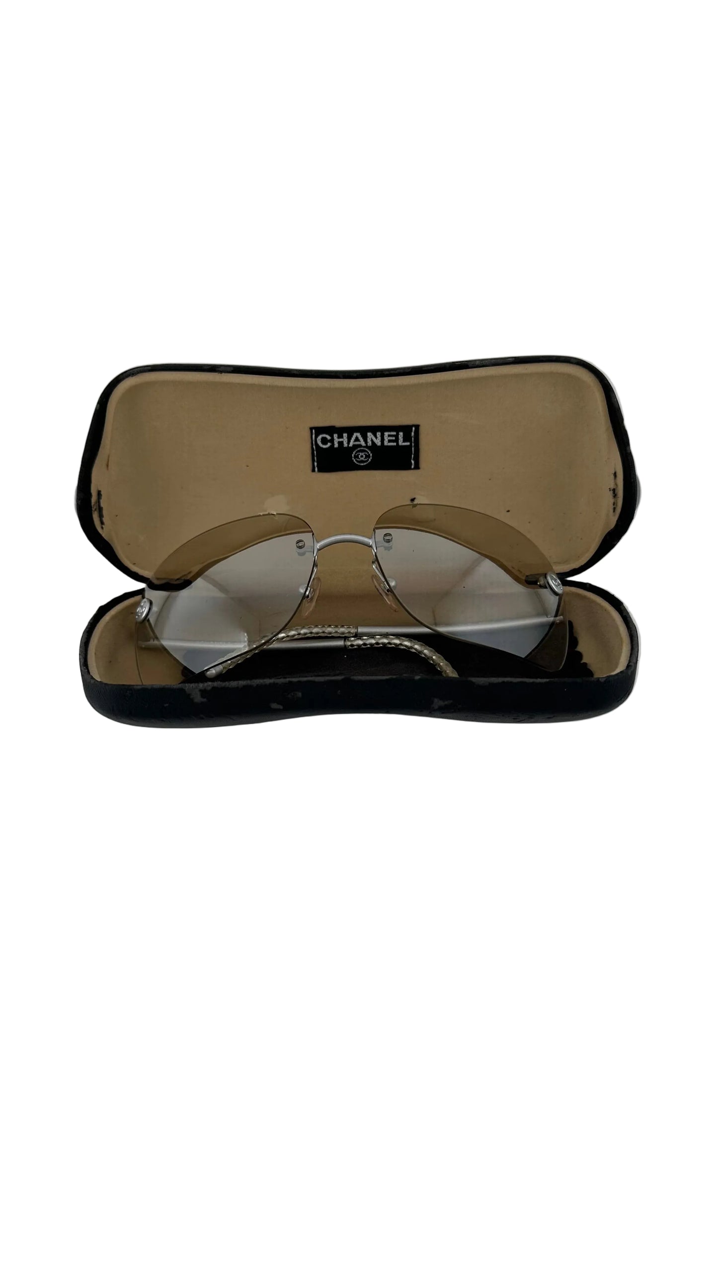 Chanel - VINTAGE Y2K Silver Rimless Sunglasses